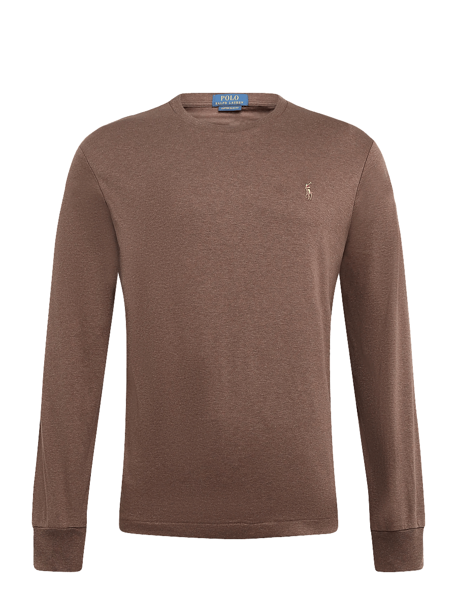 Polo Ralph Lauren - Custom Slim Fit Soft Cotton T-Shirt - pikkade varrukatega t-särgid - nutmeg brown heat - 0