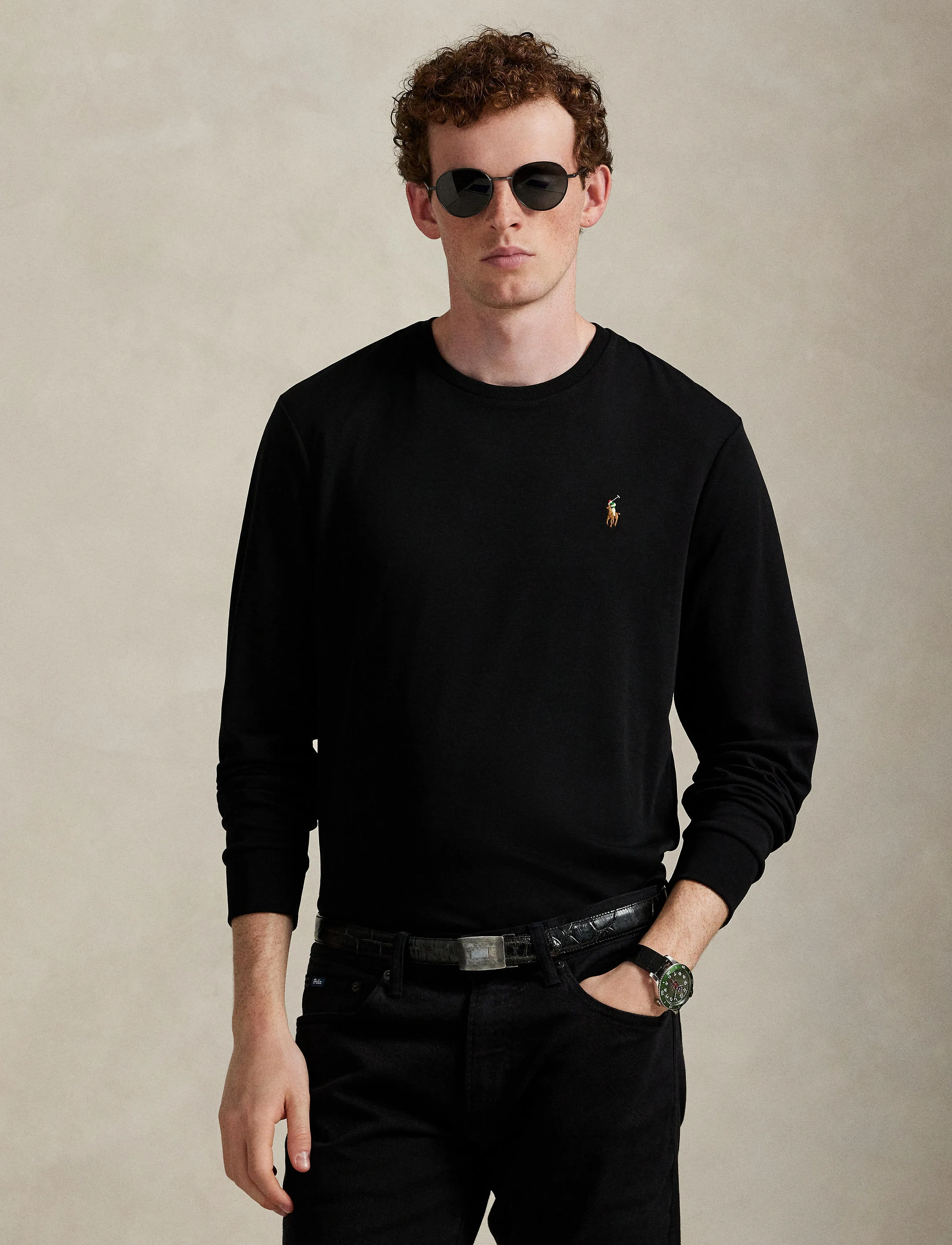 Polo Ralph Lauren PIMA POLO-LSL-TSH - Last chance - POLO BLACK / black