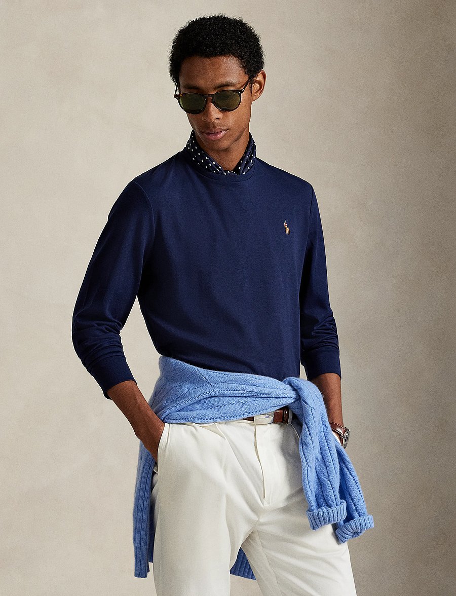 Polo Ralph Lauren - Custom Slim Fit Soft Cotton T-Shirt - långärmade t-shirts - refined navy - 3