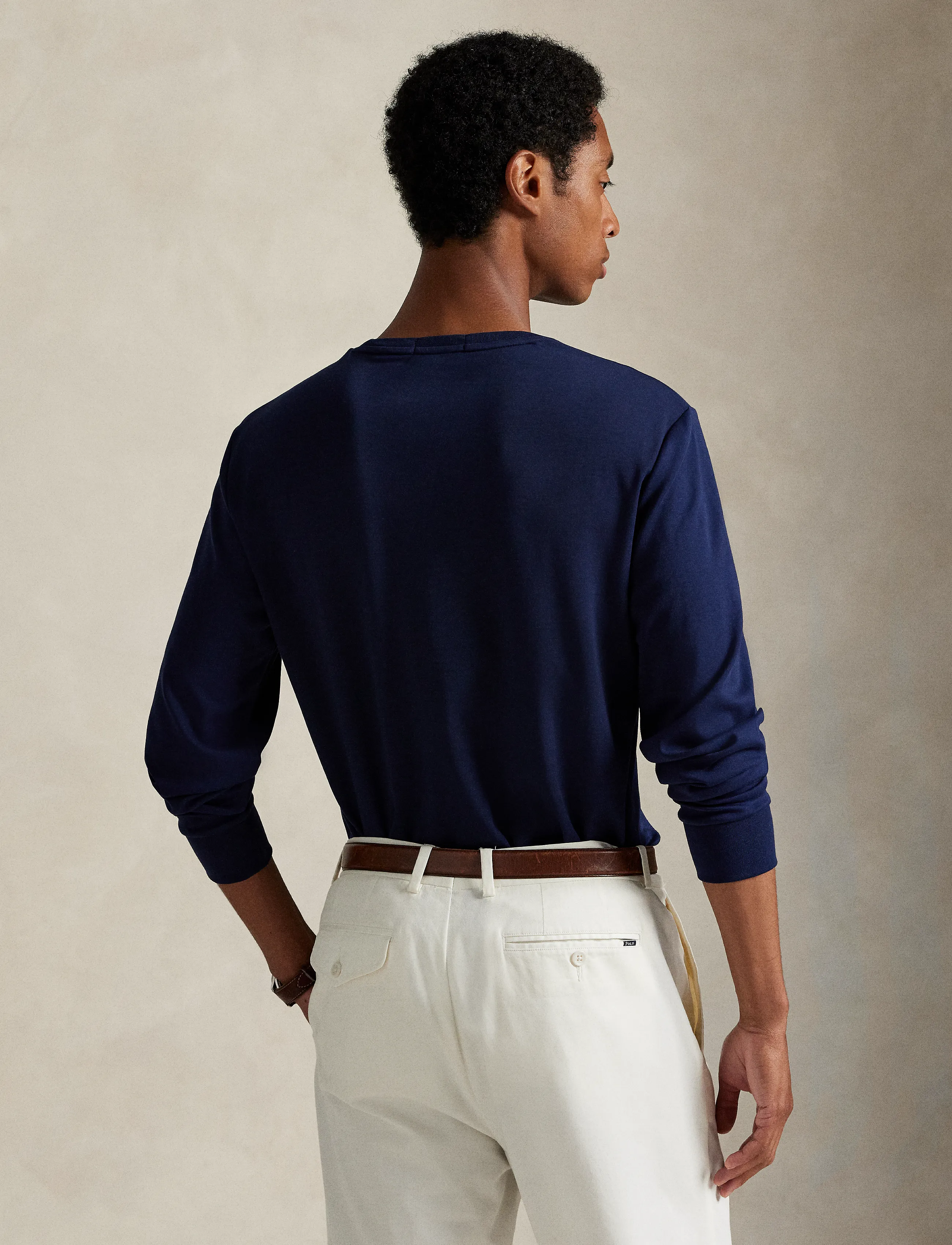 Polo Ralph Lauren - Custom Slim Fit Soft Cotton T-Shirt - långärmade t-shirts - refined navy - 4