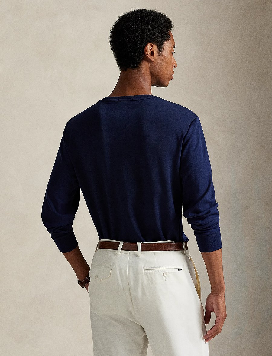 Polo Ralph Lauren - Custom Slim Fit Soft Cotton T-Shirt - långärmade t-shirts - refined navy - 4