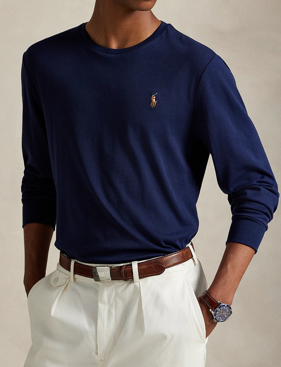Polo Ralph Lauren - Custom Slim Fit Soft Cotton T-Shirt - långärmade t-shirts - refined navy - 5