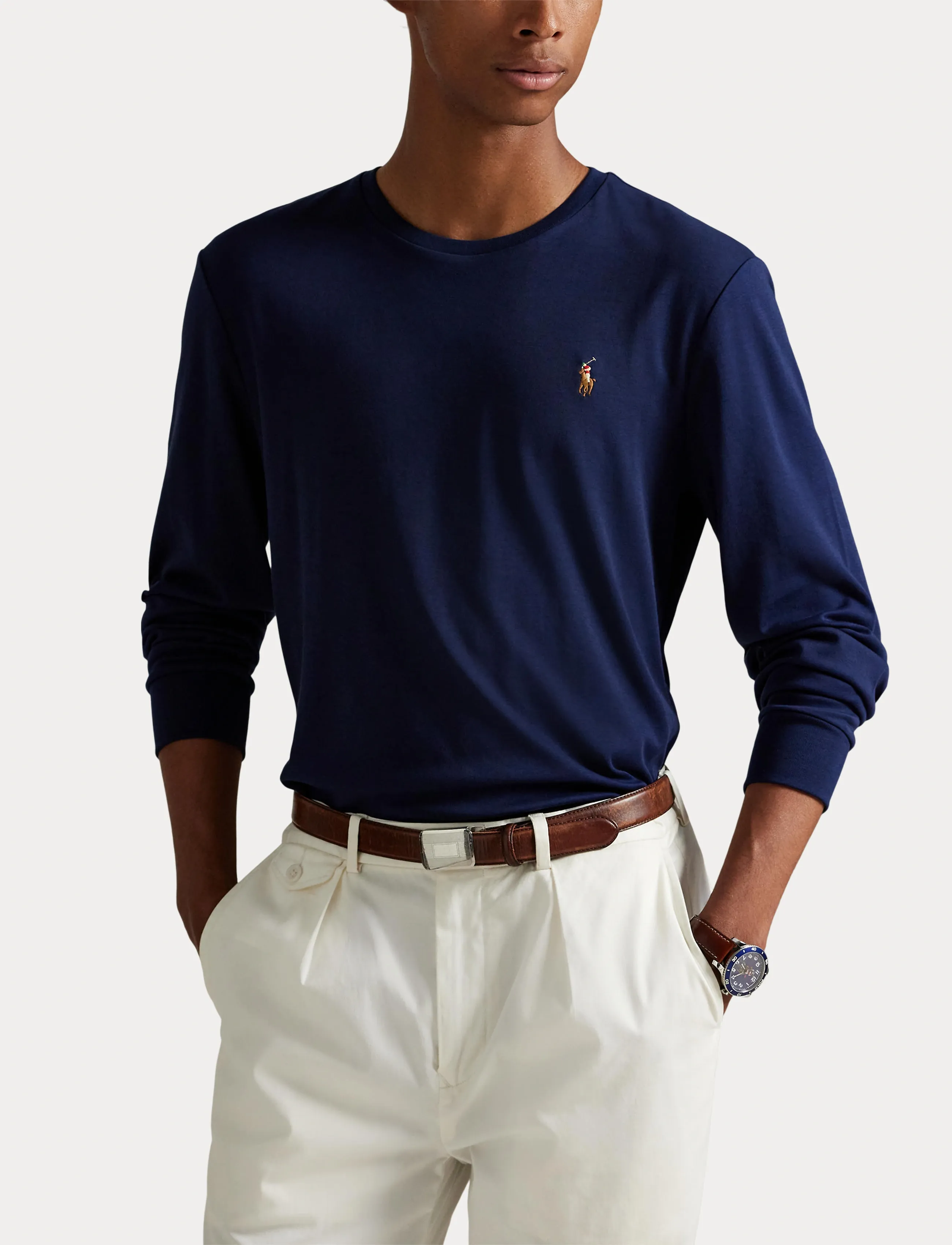 Polo Ralph Lauren - PIMA POLO-LSL-TSH - long-sleeved t-shirts - refined navy - 5