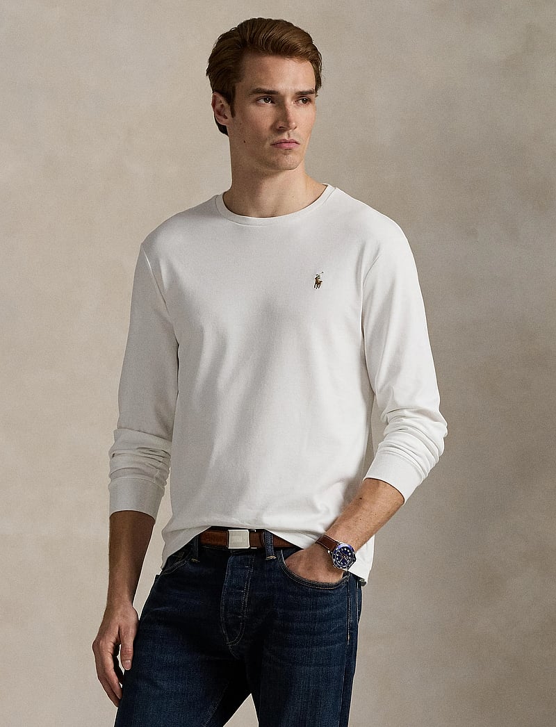 Polo Ralph Lauren - Custom Slim Fit Soft Cotton T-Shirt - pikkade varrukatega t-särgid - white - 3