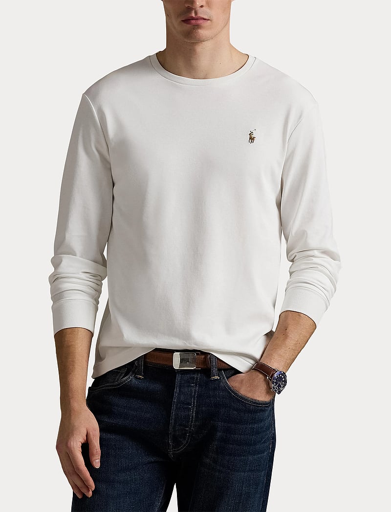 Polo Ralph Lauren - Custom Slim Fit Soft Cotton T-Shirt - pikkade varrukatega t-särgid - white - 5
