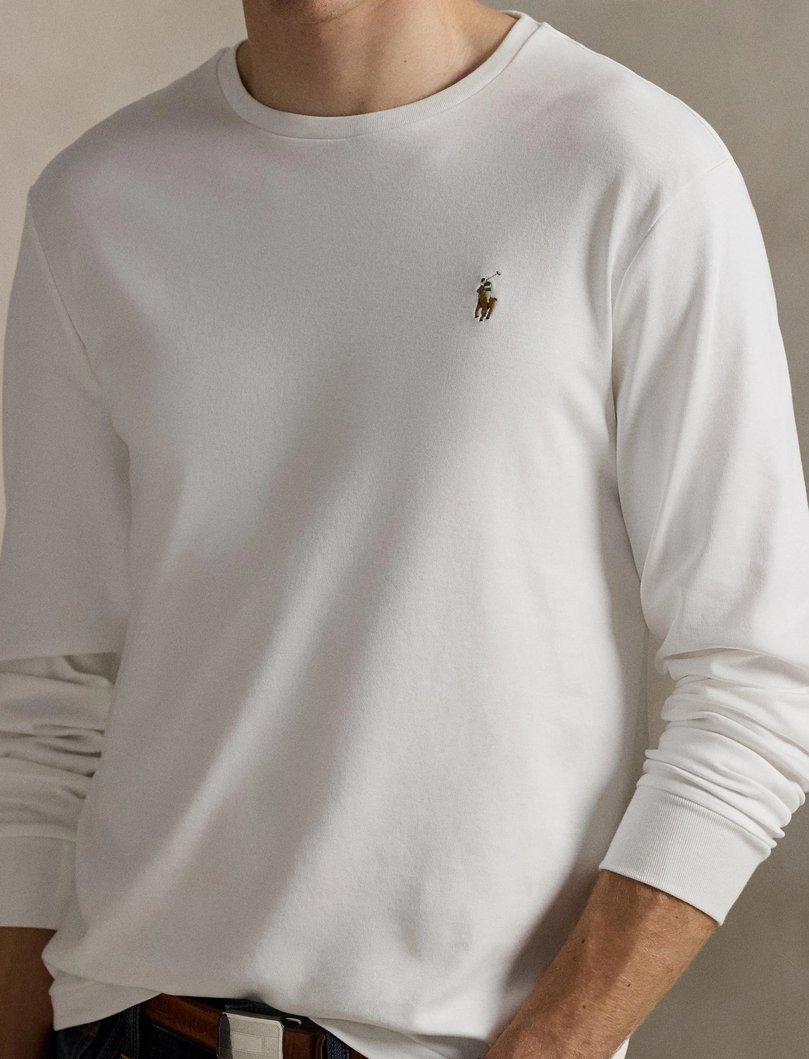 Polo Ralph Lauren - PIMA POLO-LSL-TSH - langerma t-bolir - white - 4