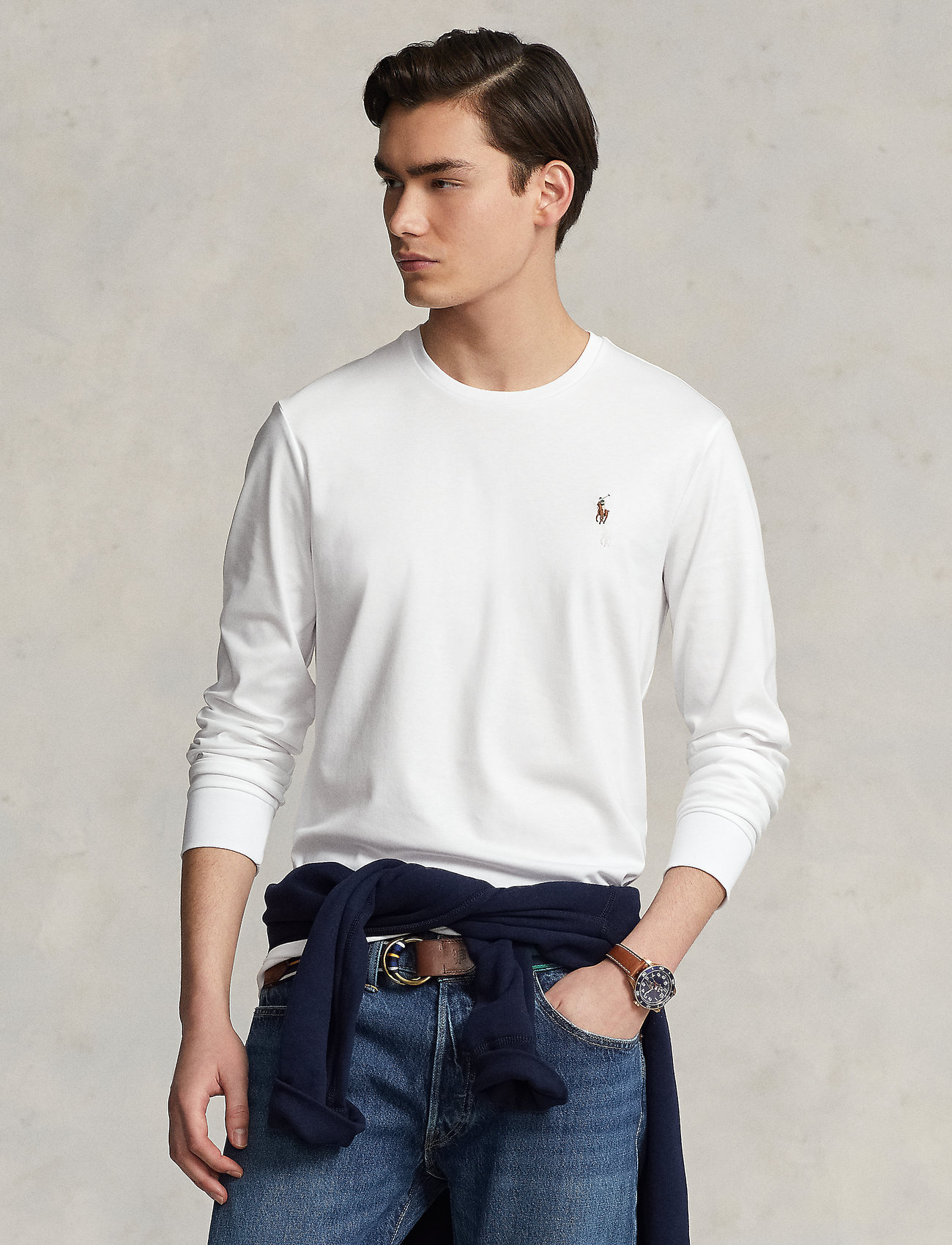 Polo Ralph Lauren - Custom Slim Fit Soft Cotton T-Shirt - t-shirts à manches longues - white - 0