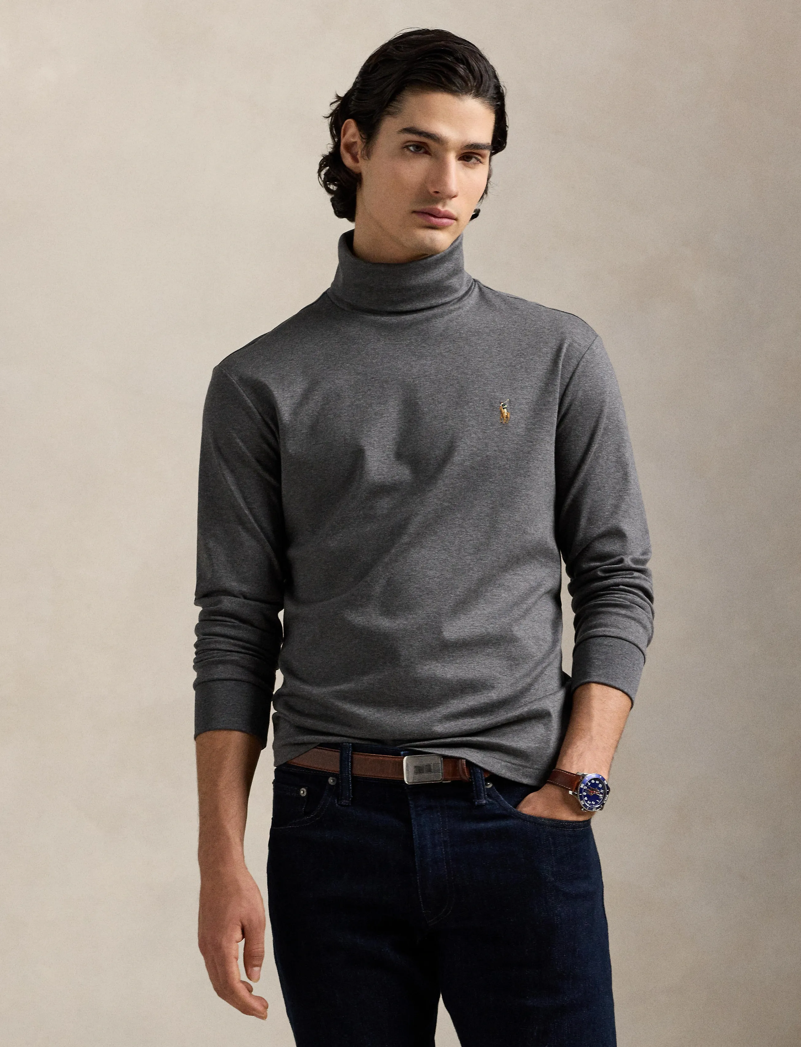 Polo Ralph Lauren - Soft Cotton Turtleneck - långärmade t-shirts - barclay heather - 3