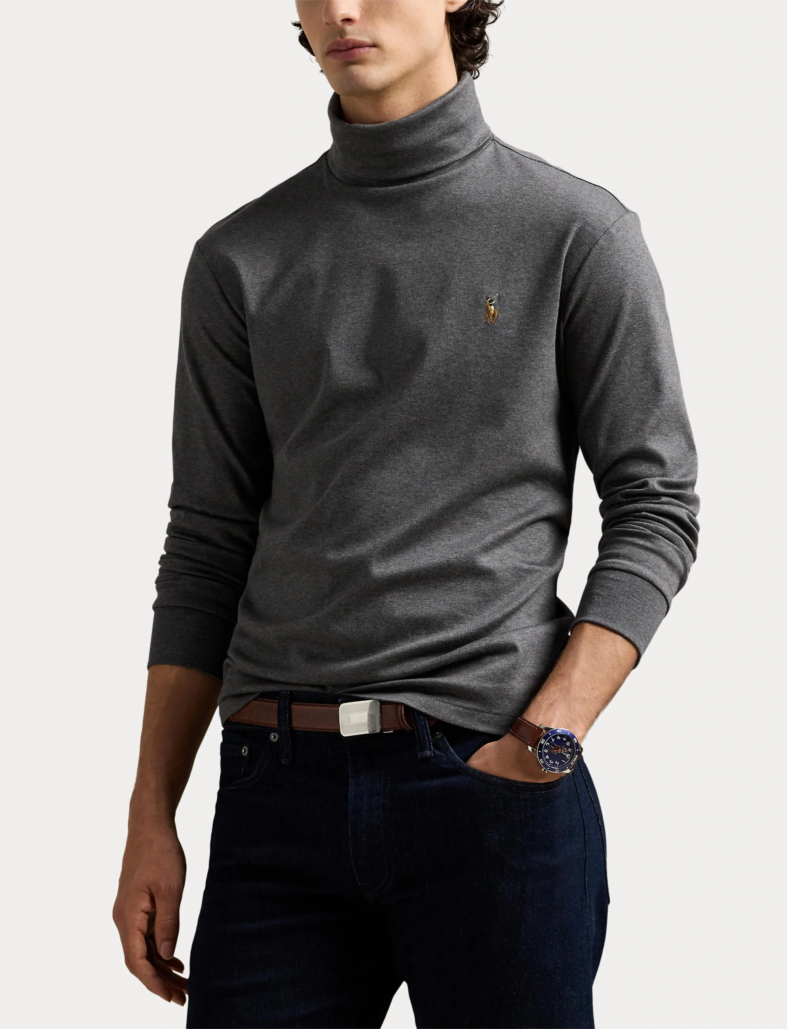 Polo Ralph Lauren - Soft Cotton Turtleneck - långärmade t-shirts - barclay heather - 5