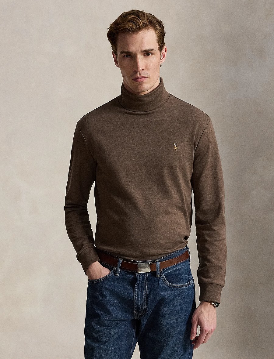 Polo Ralph Lauren - Soft Cotton Turtleneck - langærmede t-shirts - nutmeg brown heat - 0