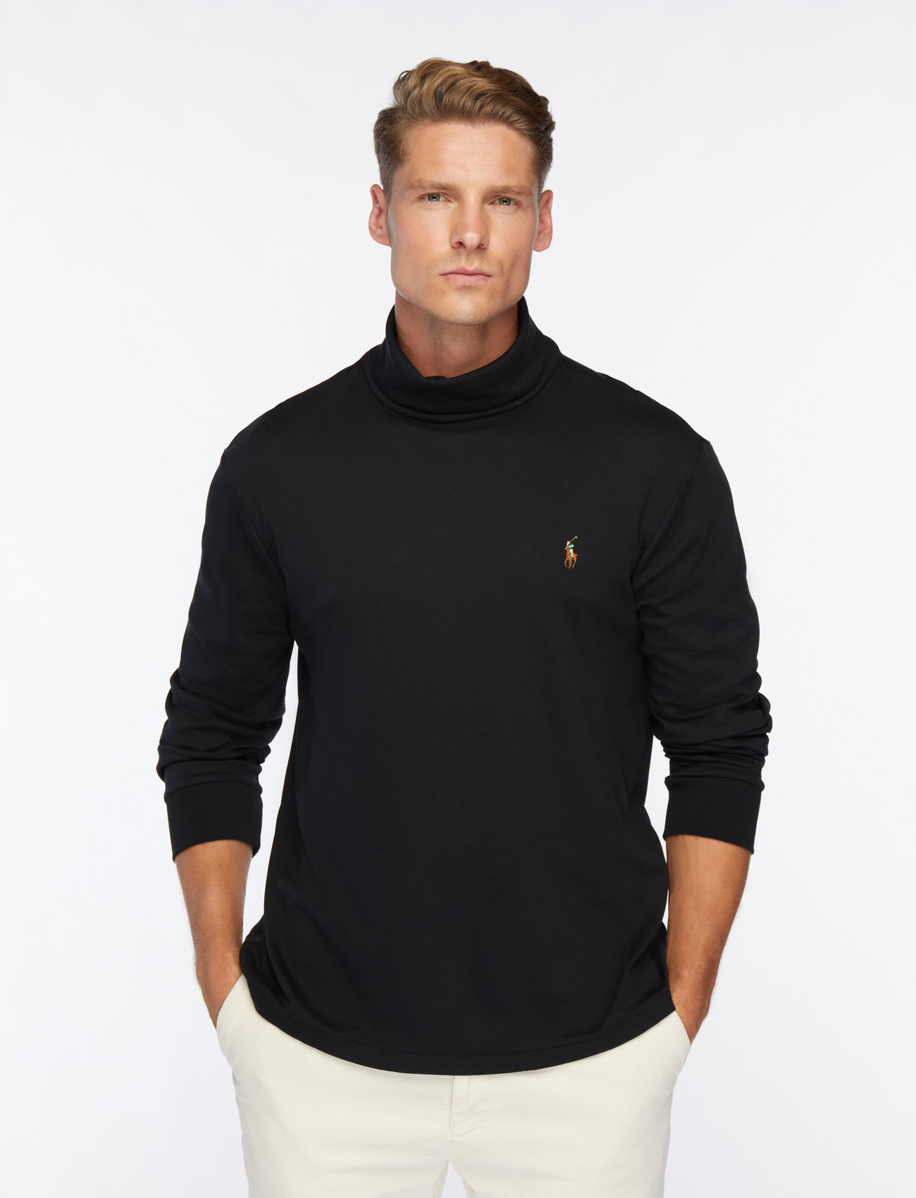 Polo Ralph Lauren - Soft Cotton Turtleneck - langærmede t-shirts - polo black - 0