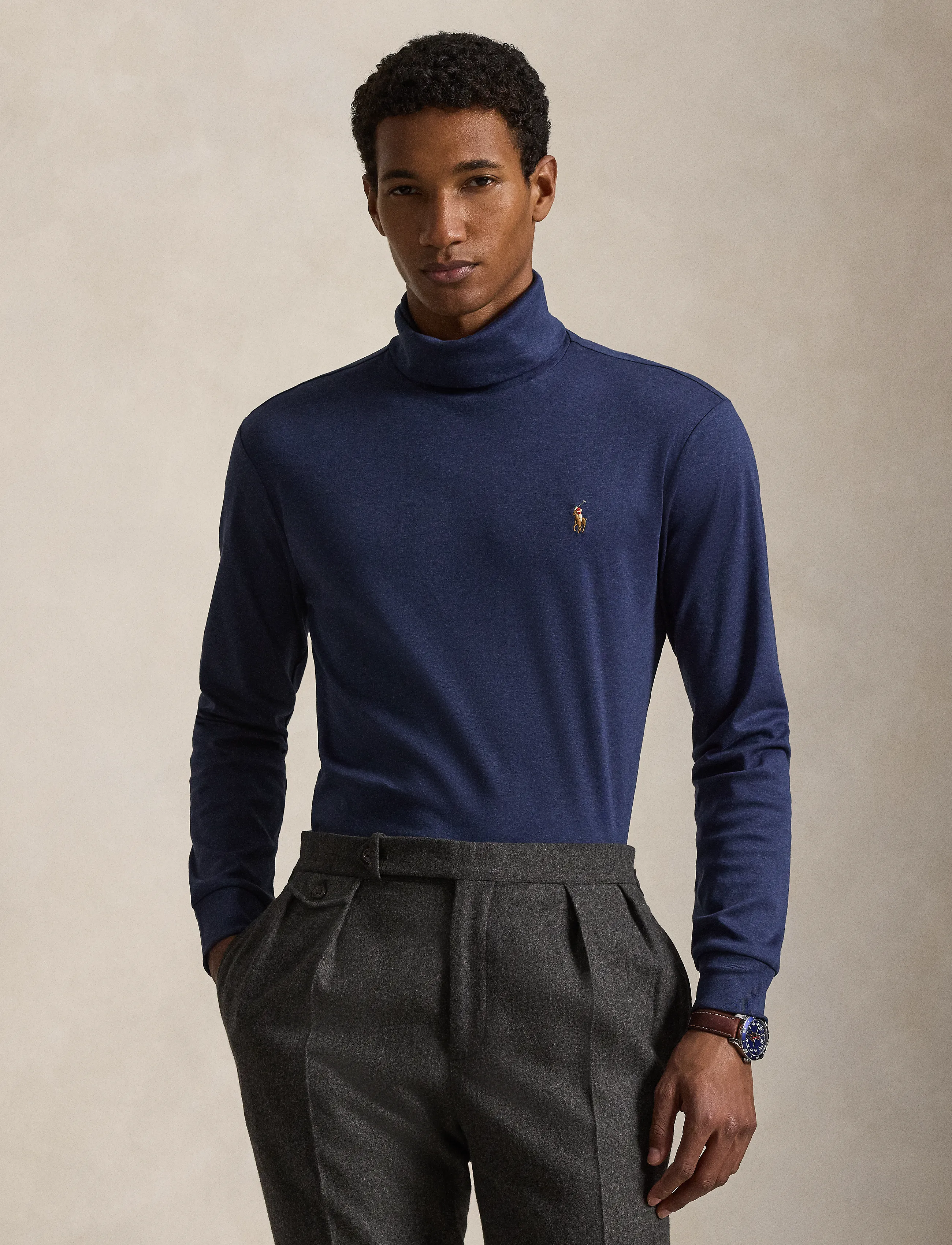 Polo Ralph Lauren SOFT TOUCH-LSTURTLEM1 - T-shirts - SPRING NAVY HEATH / blue