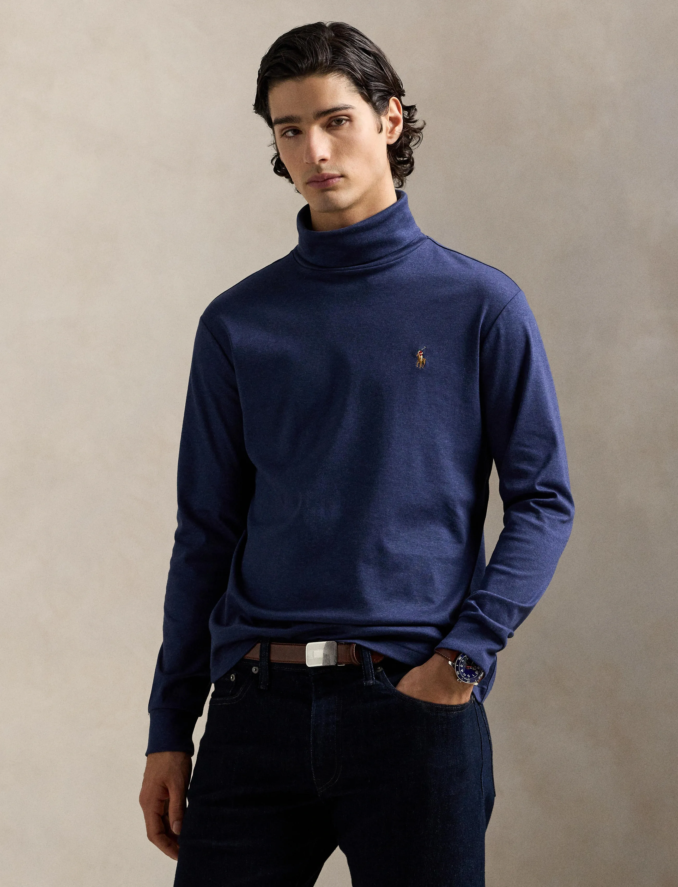 Polo Ralph Lauren - Soft Cotton Turtleneck - basic t-shirts - spring navy heath - 3
