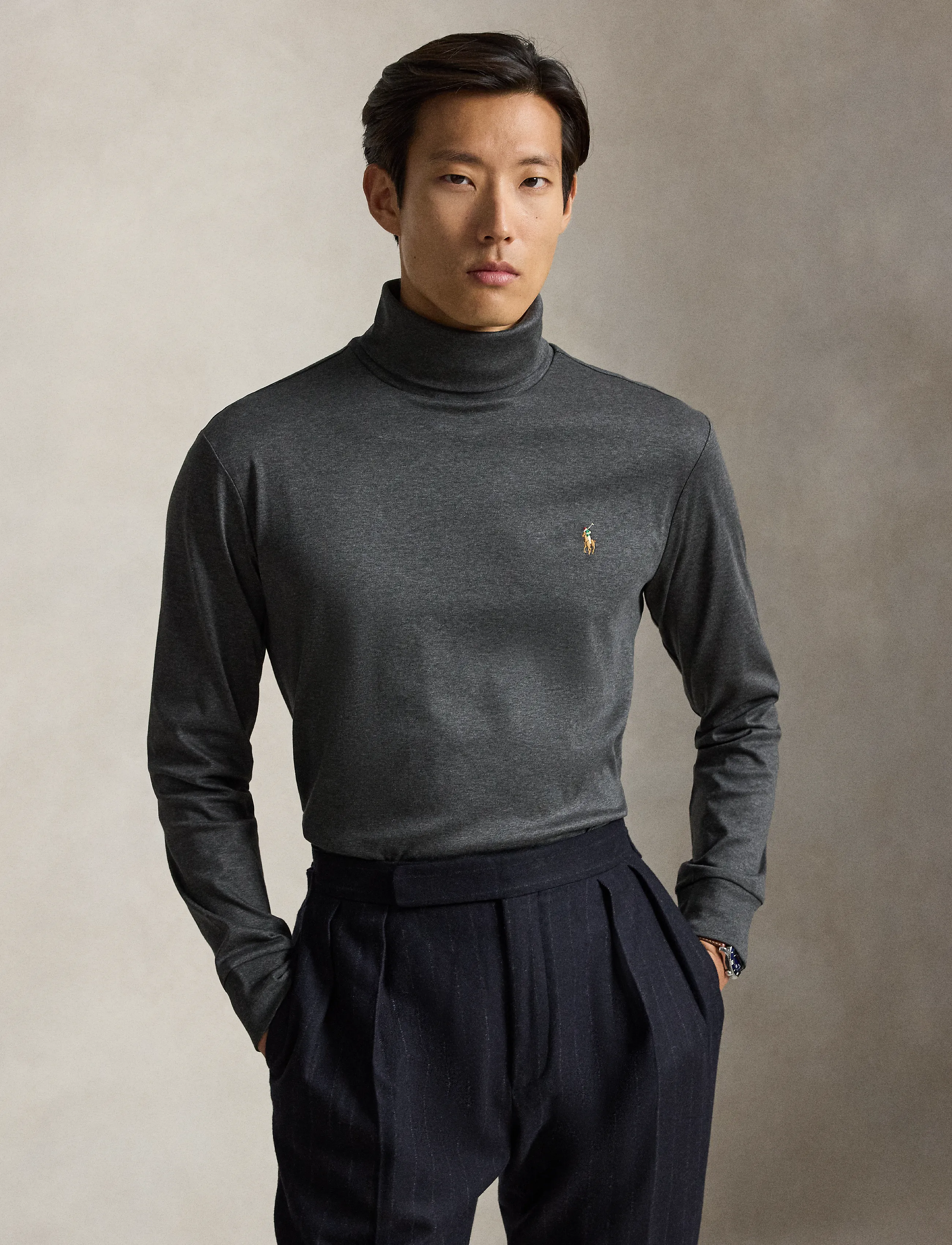 Polo Ralph Lauren Soft Cotton Turtleneck - T-Shirts - WINDSOR HEATHER / grey