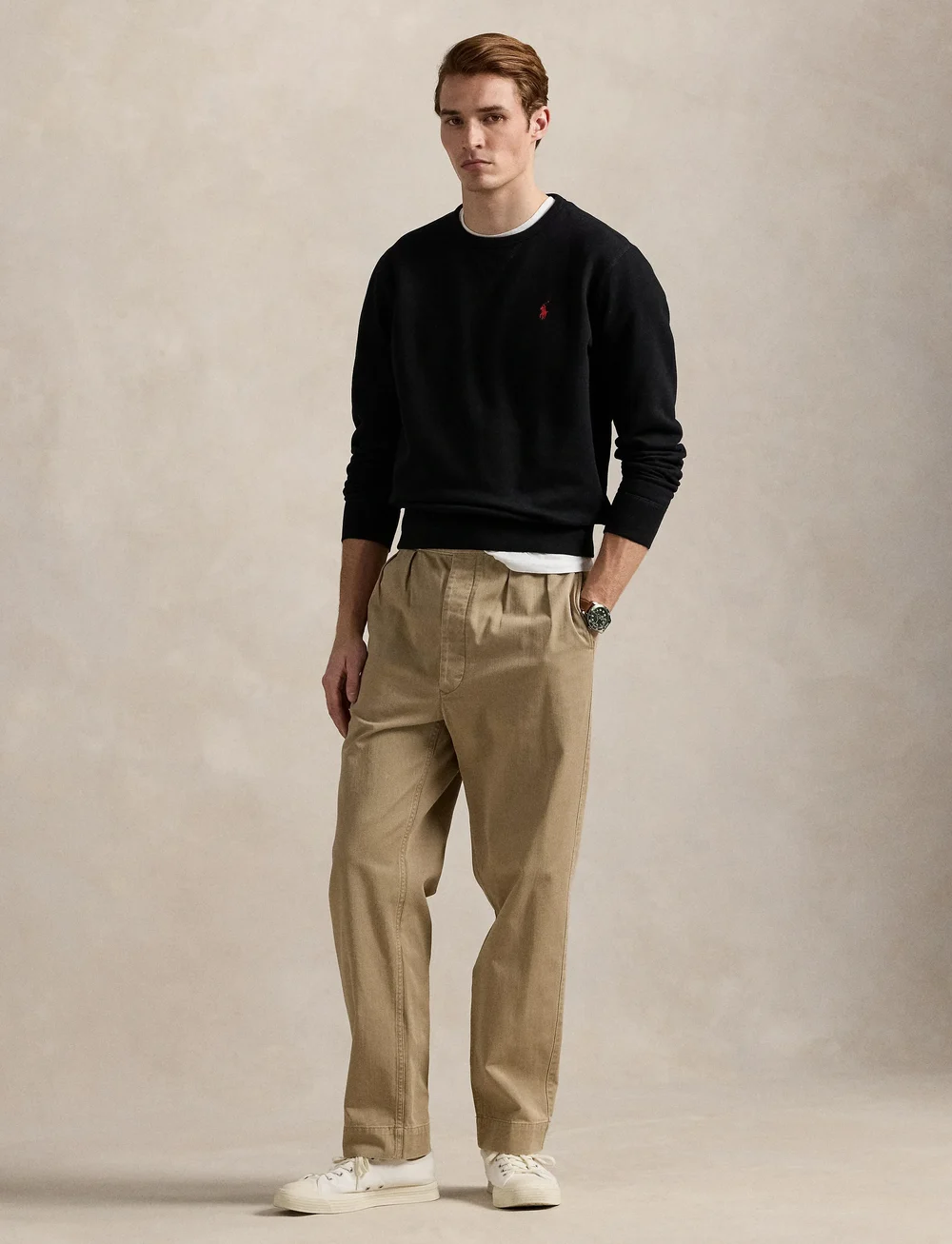 Black polo sweatshirt hotsell