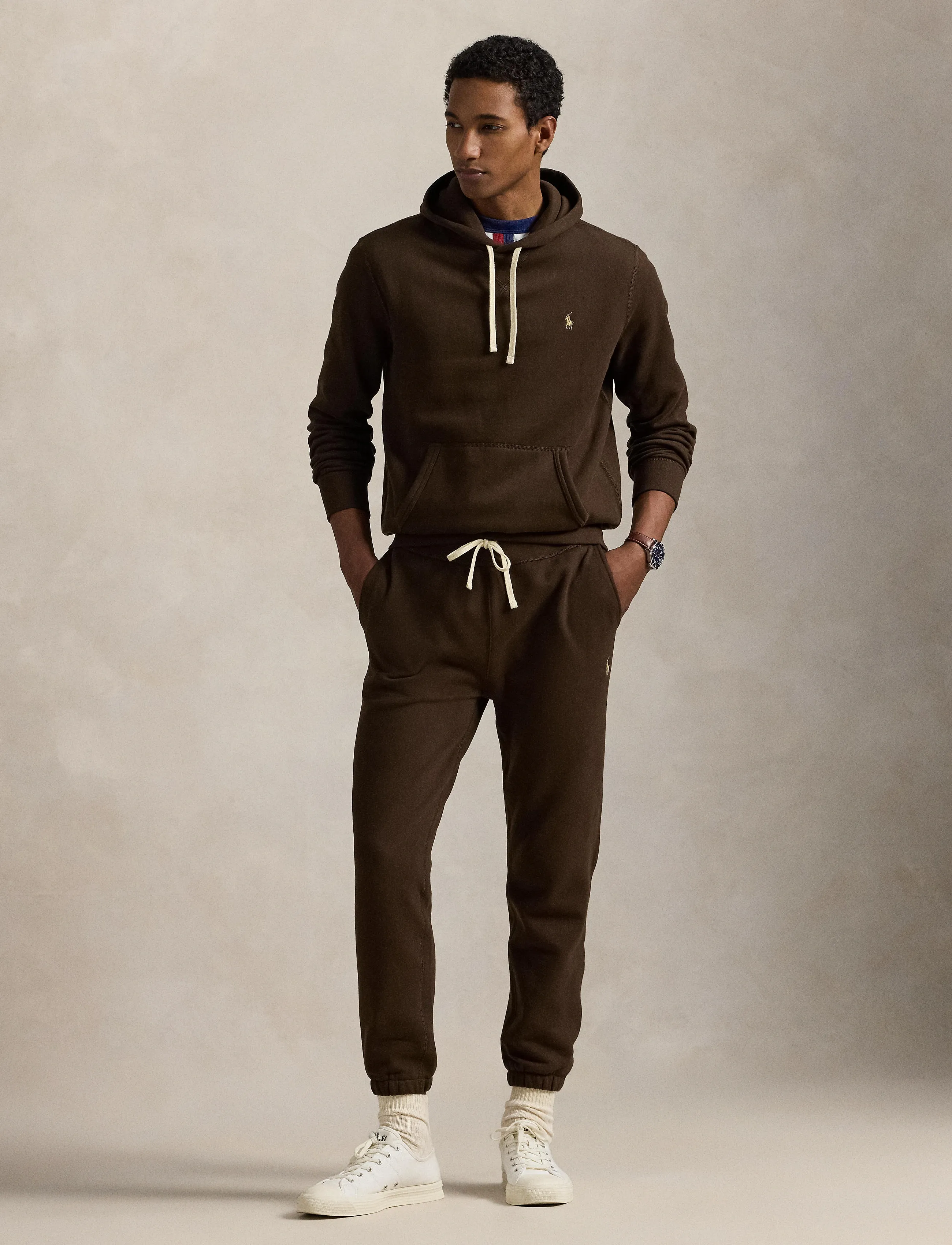 Polo Ralph Lauren The Rl Fleece Hoodie, Mænd, Pullover Fleece Hættetrøje, Brun, Str: S