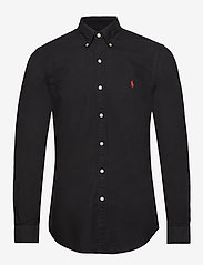 Slim Fit Garment-Dyed Oxford Shirt - POLO BLACK
