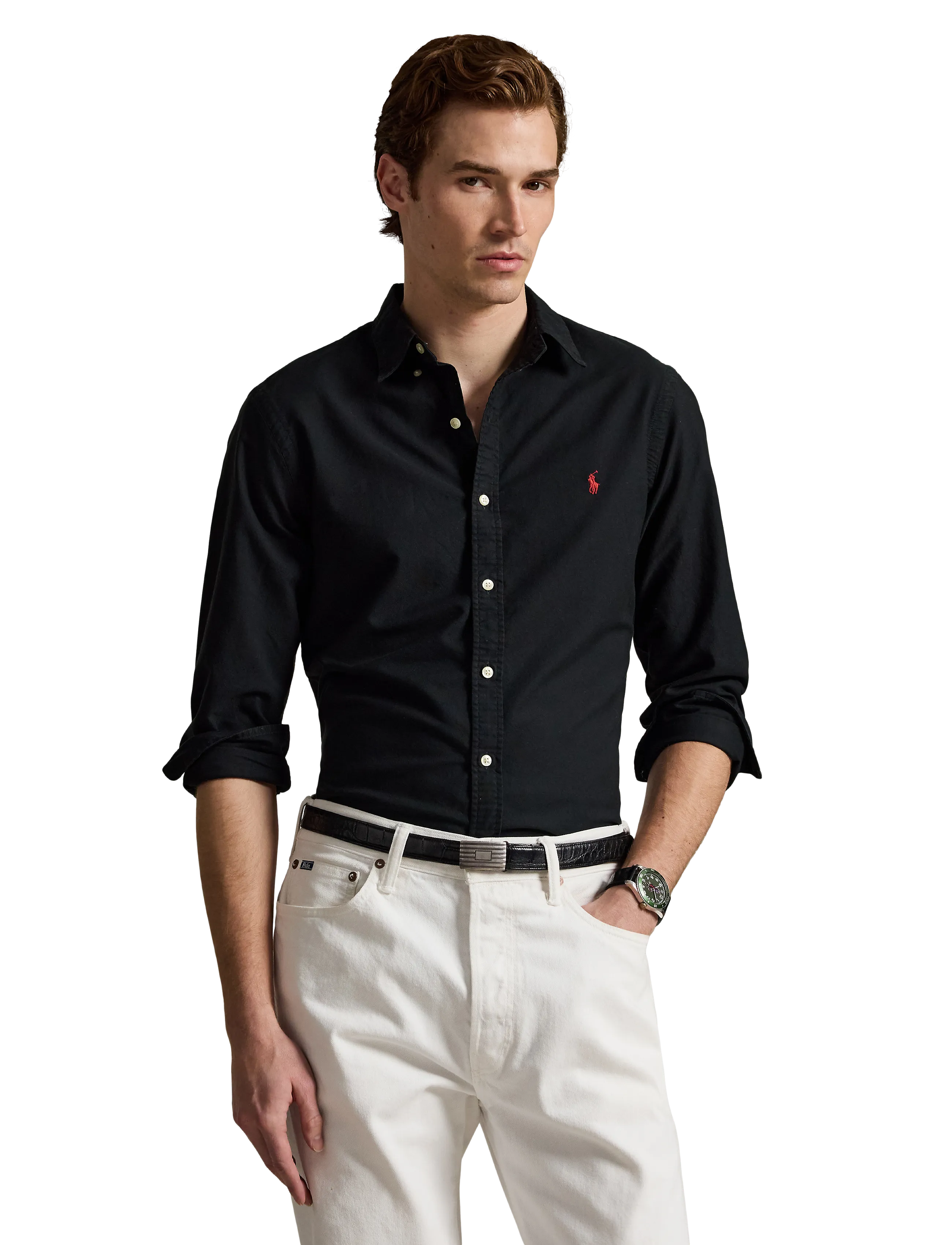 Polo Ralph Lauren Slim Fit Garment-Dyed Oxford Shirt - Riided - POLO BLACK / black