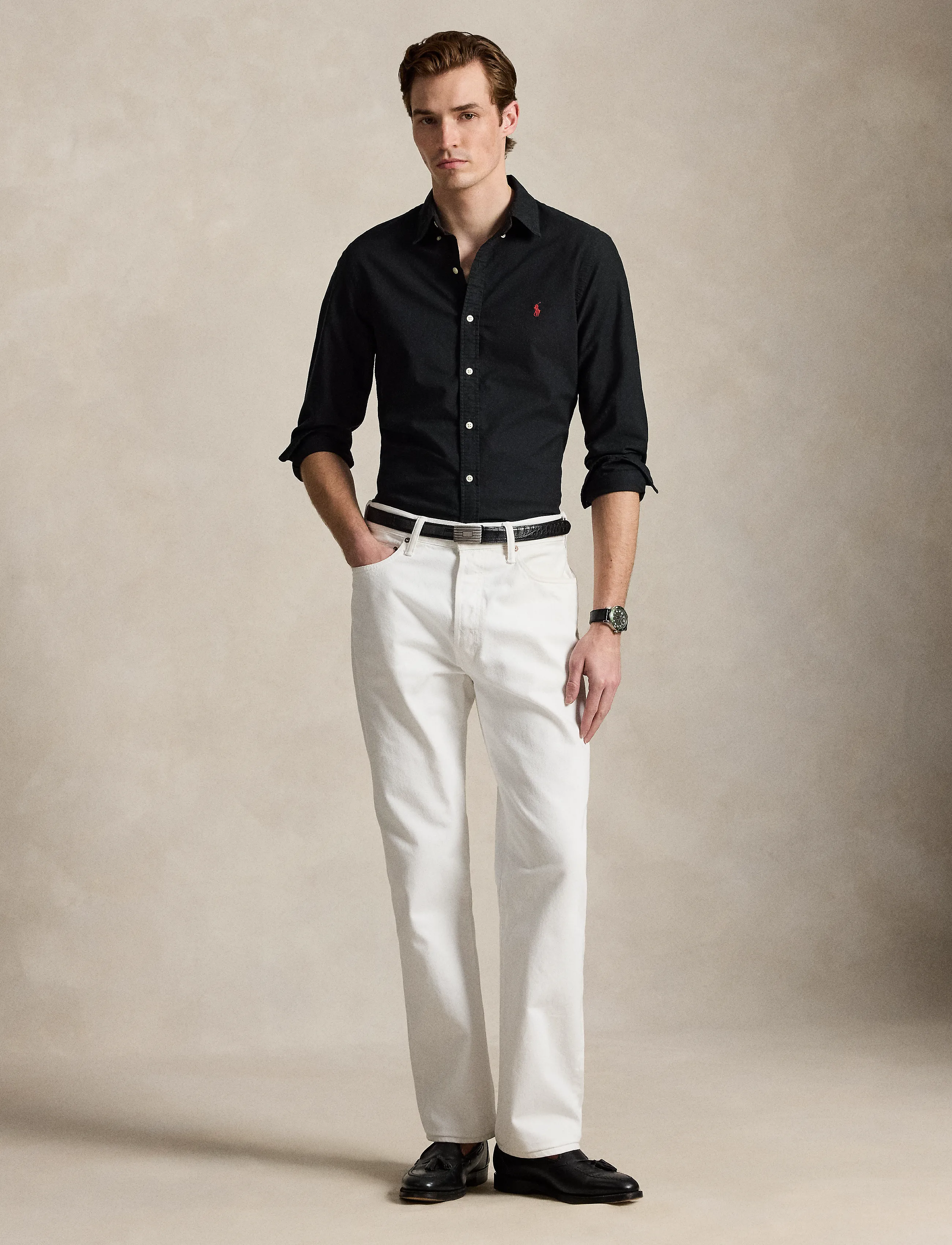 Polo Ralph Lauren - Slim Fit Garment-Dyed Oxford Shirt - oxford-hemden - polo black - 4