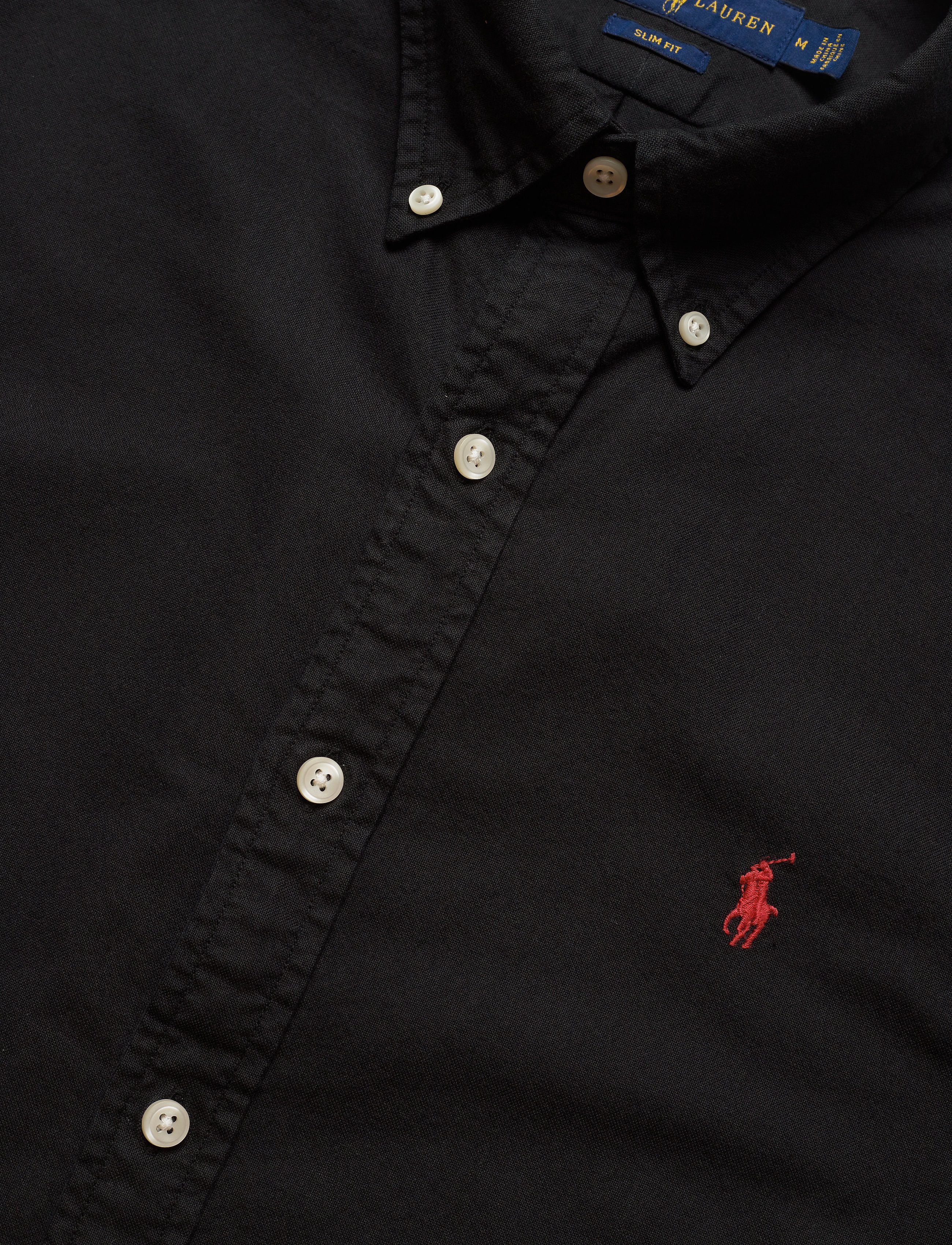 Polo Ralph Lauren - Slim Fit Garment-Dyed Oxford Shirt - oxford-skyrtur - polo black - 4