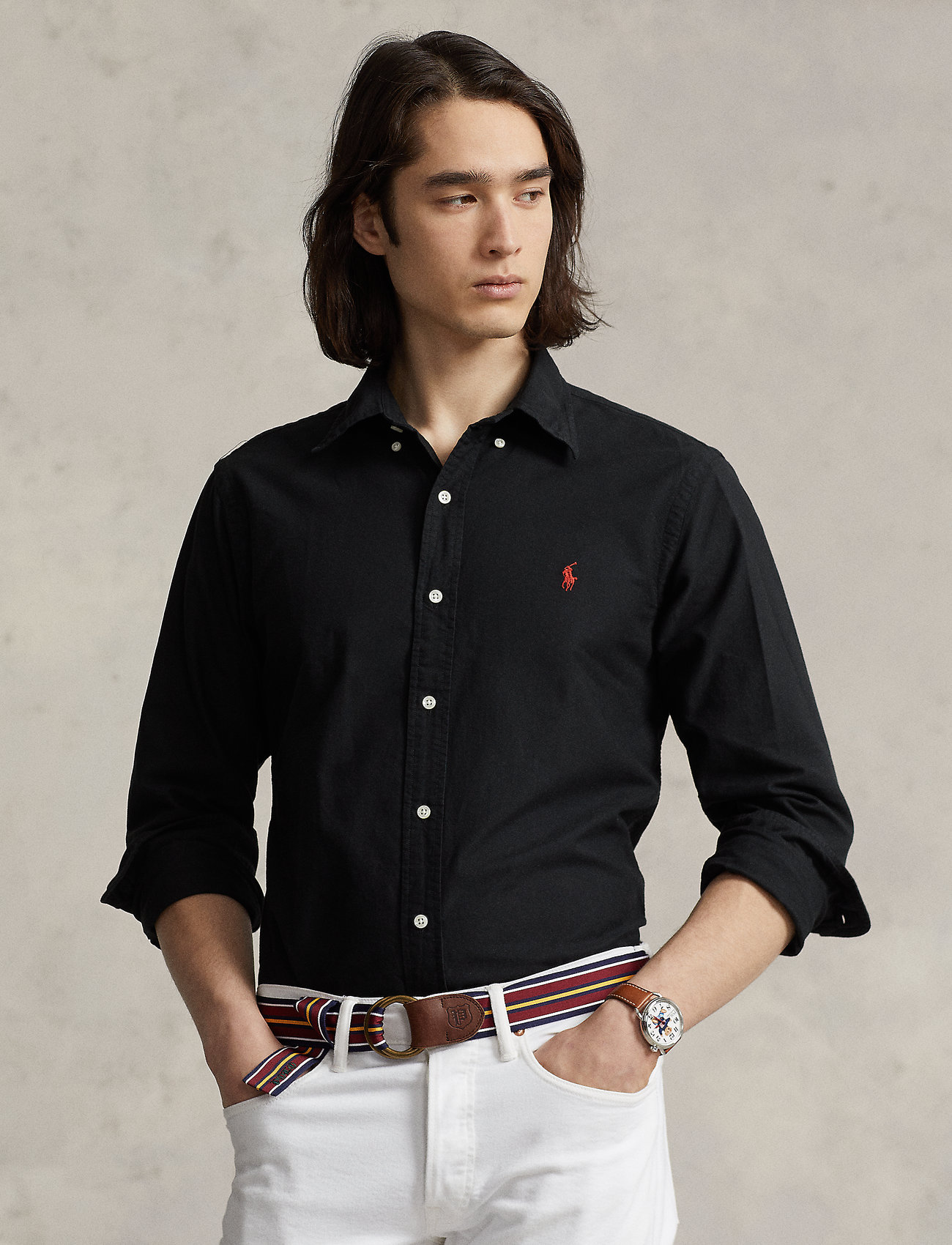 Polo Ralph Lauren - Custom Fit Garment-Dyed Oxford Shirt - oxford-skjortor - polo black - 0