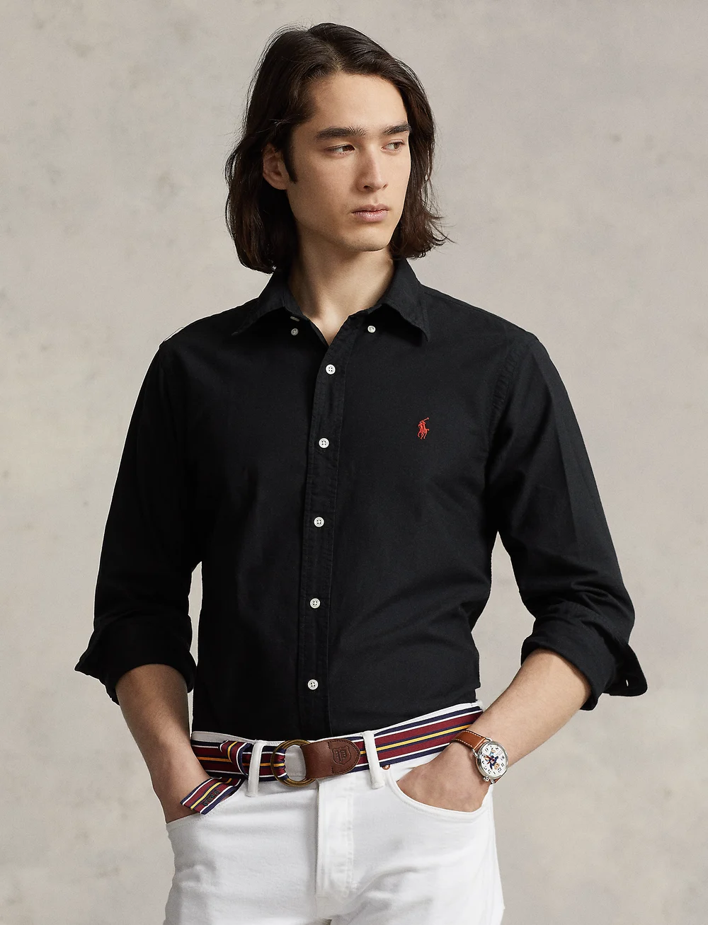 Polo Ralph Lauren - Custom Fit Garment-Dyed Oxford Shirt - tavalised t-särgid - polo black - 0