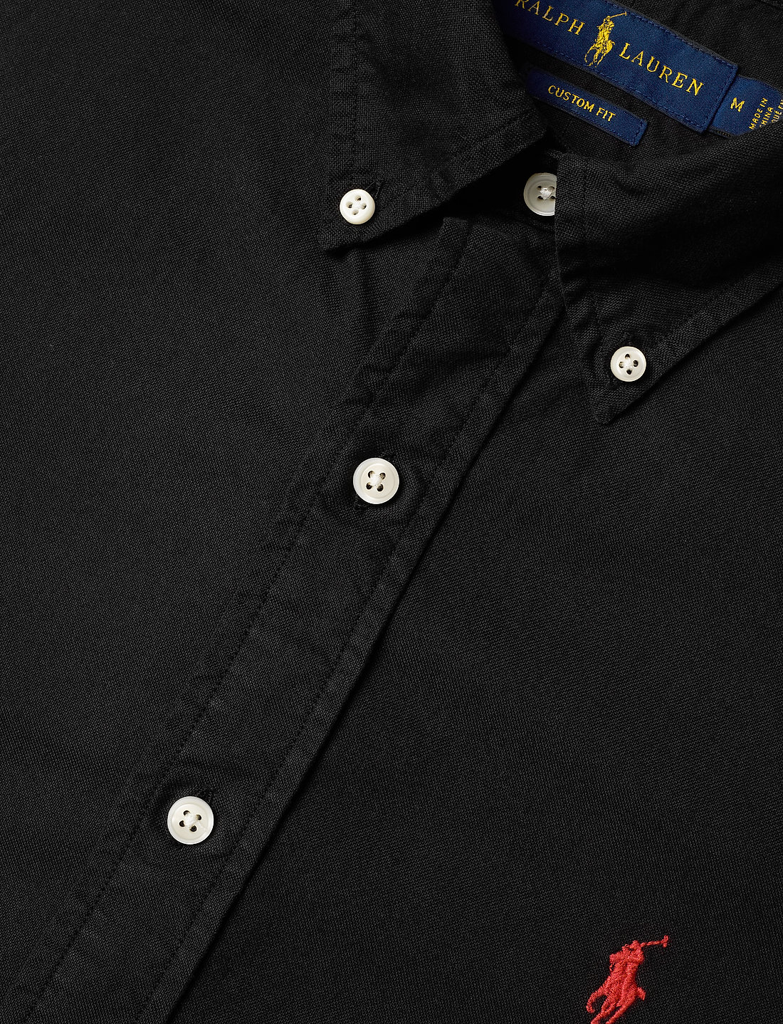 Black polo oxford shirt cheap