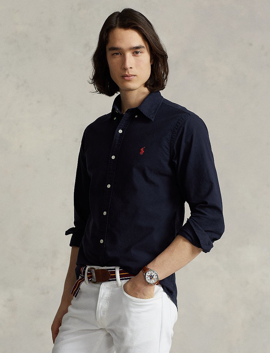 Polo Ralph Lauren - Custom Fit Garment-Dyed Oxford Shirt - oxford-skjortor - rl navy - 0