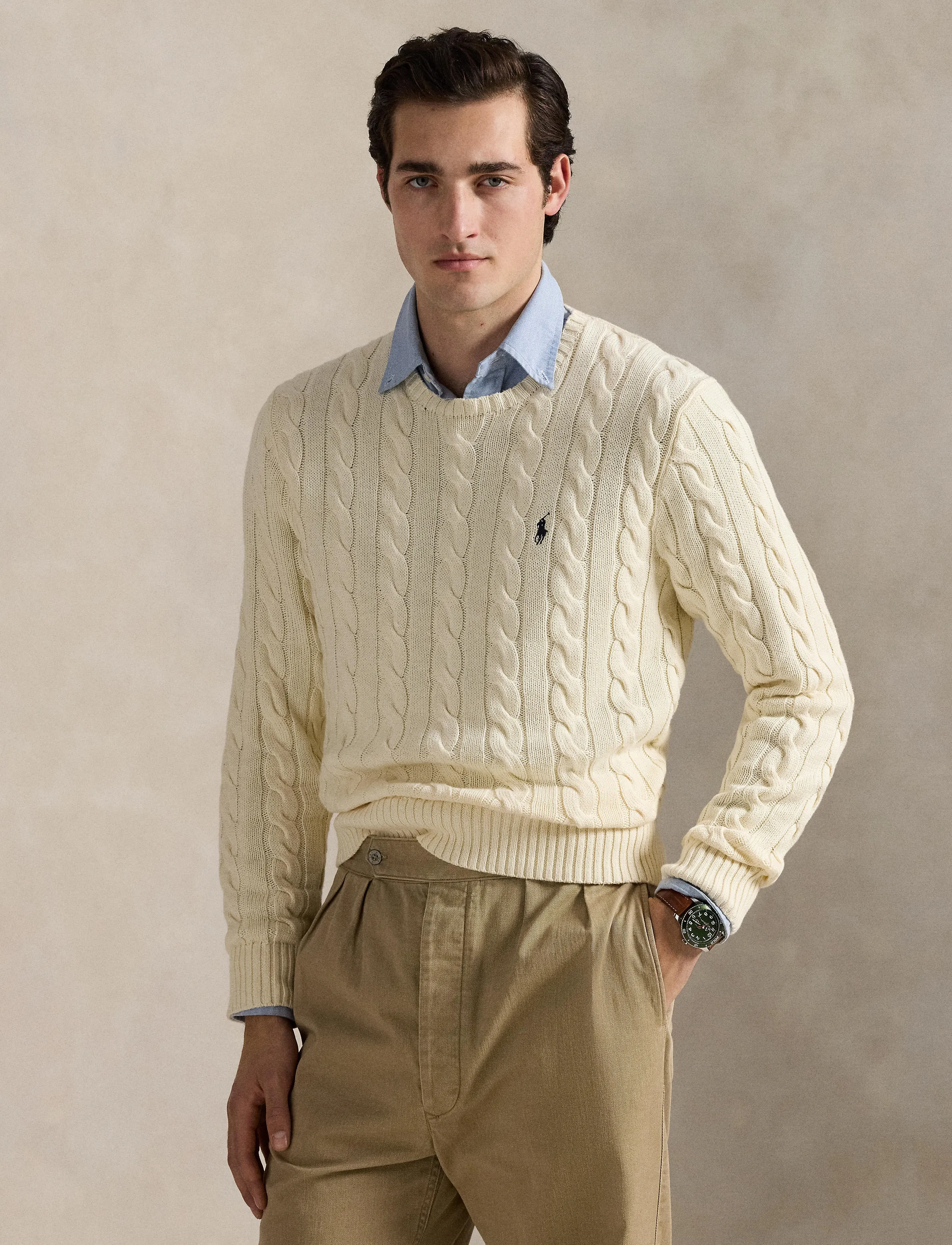 Polo Ralph Lauren - 5/1 ROVING COTTON-LSL-PLO - pulls col rond - andover cream - 3