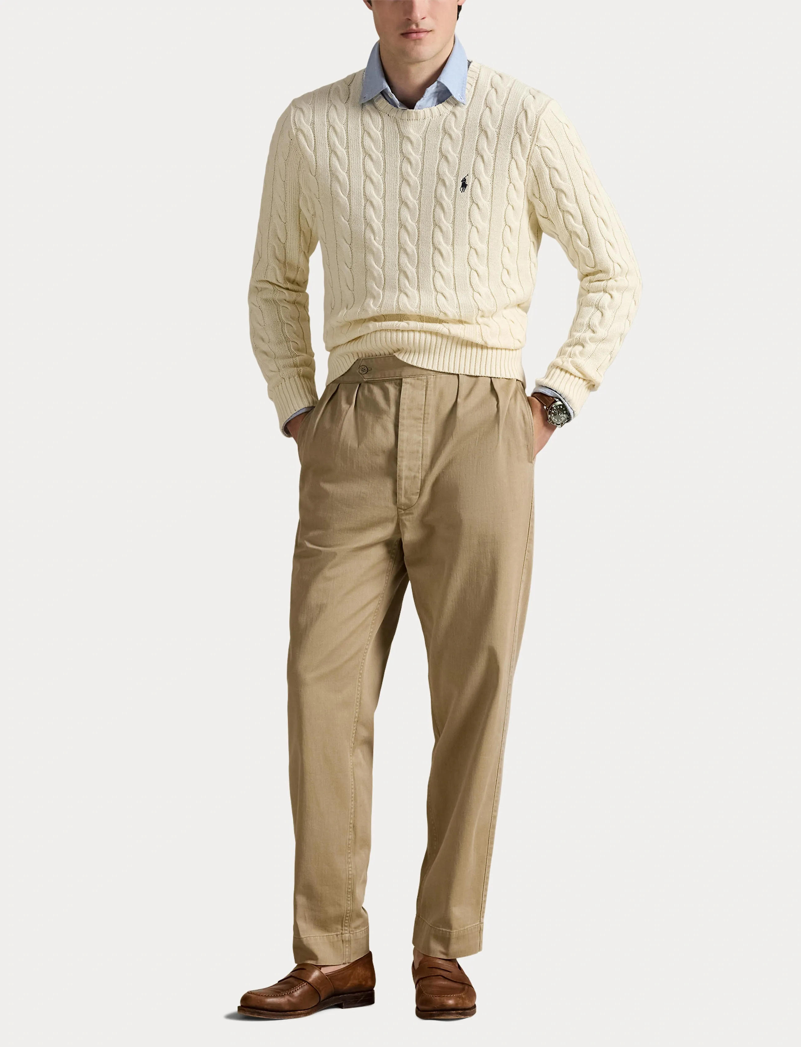 Polo Ralph Lauren - 5/1 ROVING COTTON-LSL-PLO - pulls col rond - andover cream - 4