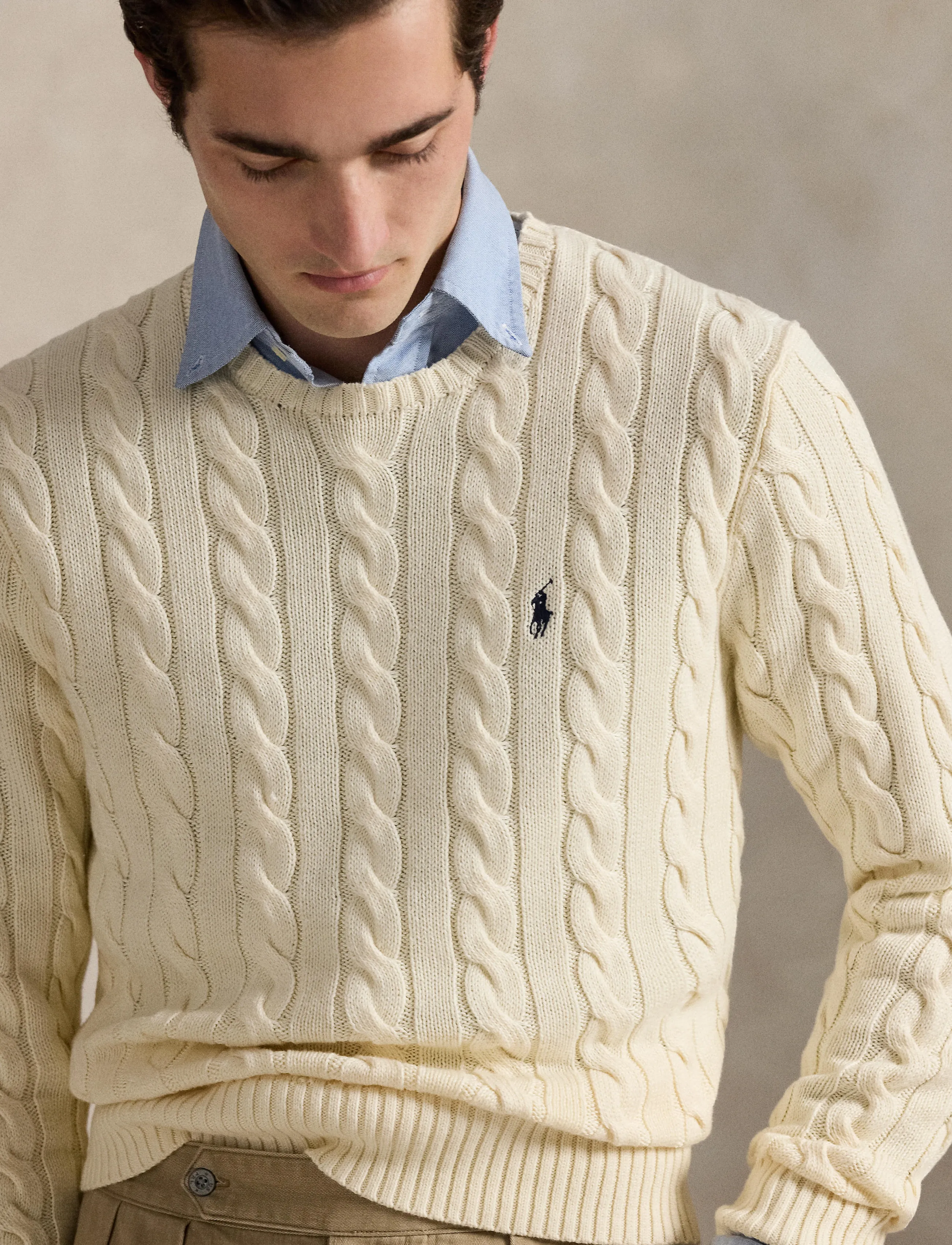 Polo Ralph Lauren - Cable-Knit Cotton Sweater - rundhalsad - andover cream - 4