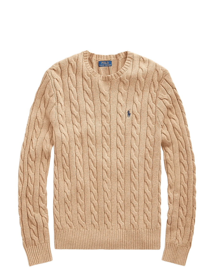 Polo Ralph Lauren - 5/1 ROVING COTTON-LSL-PLO - knitted round necks - camel melange - 1