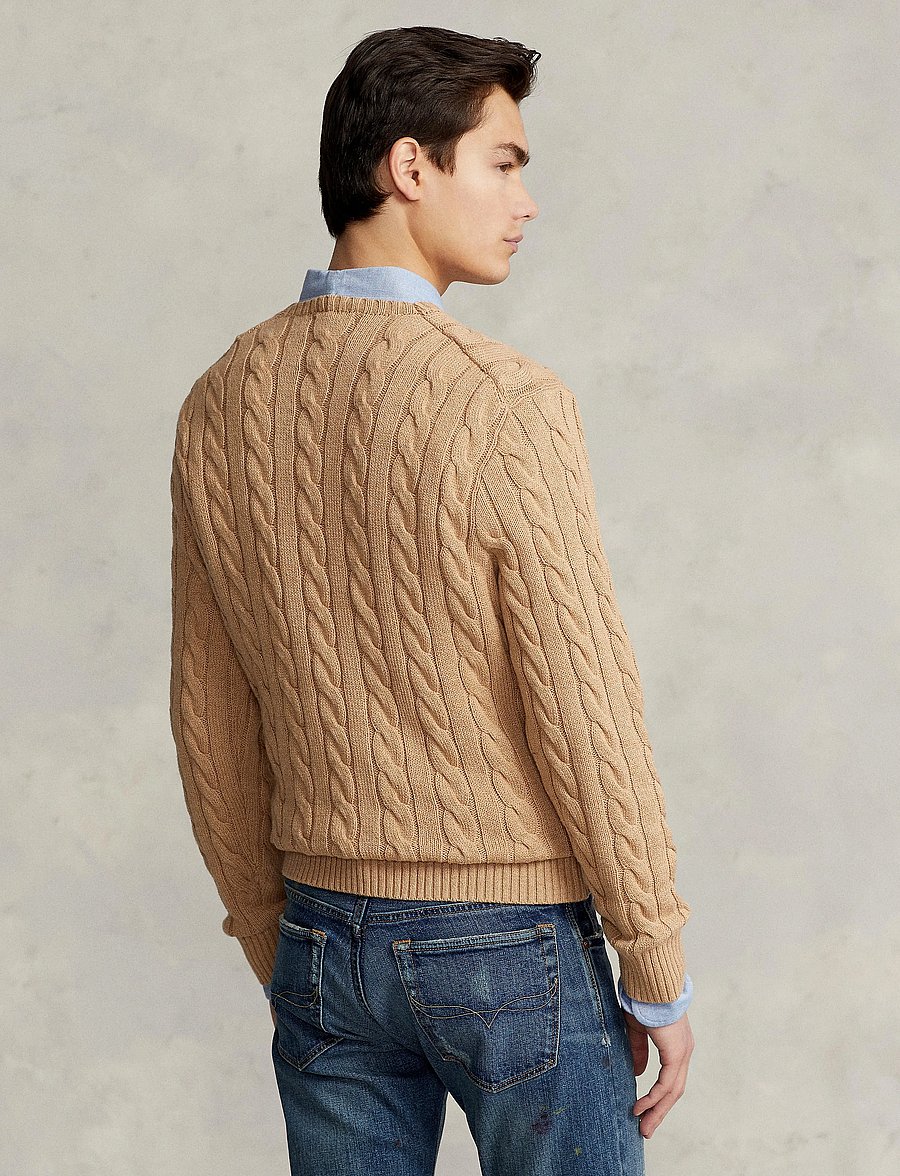 Polo Ralph Lauren - 5/1 ROVING COTTON-LSL-PLO - knitted round necks - camel melange - 2
