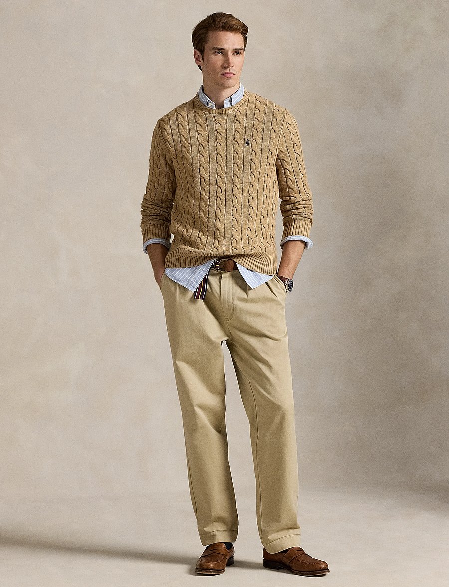 Polo Ralph Lauren - 5/1 ROVING COTTON-LSL-PLO - knitted round necks - camel melange - 4