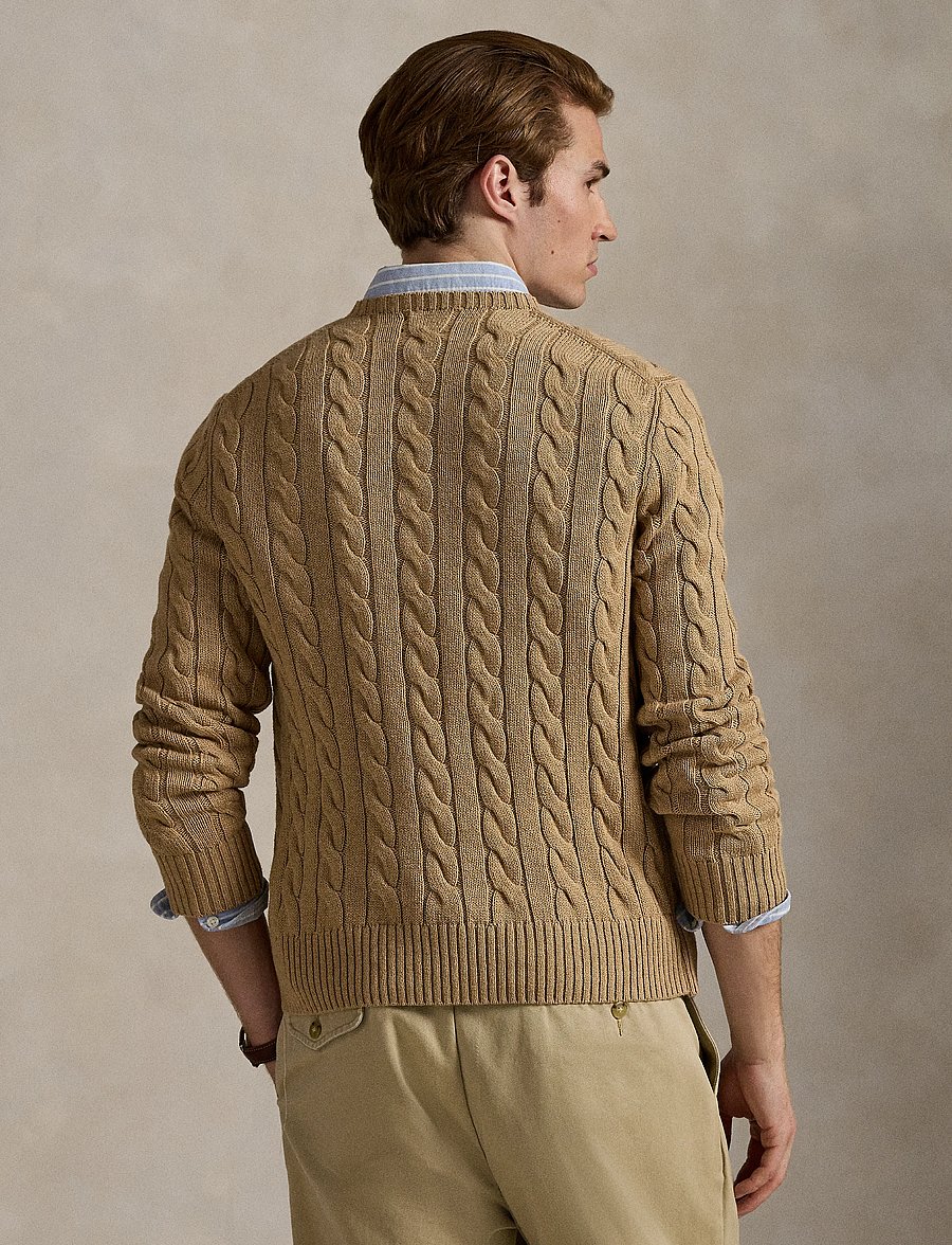 Polo Ralph Lauren - 5/1 ROVING COTTON-LSL-PLO - knitted round necks - camel melange - 5