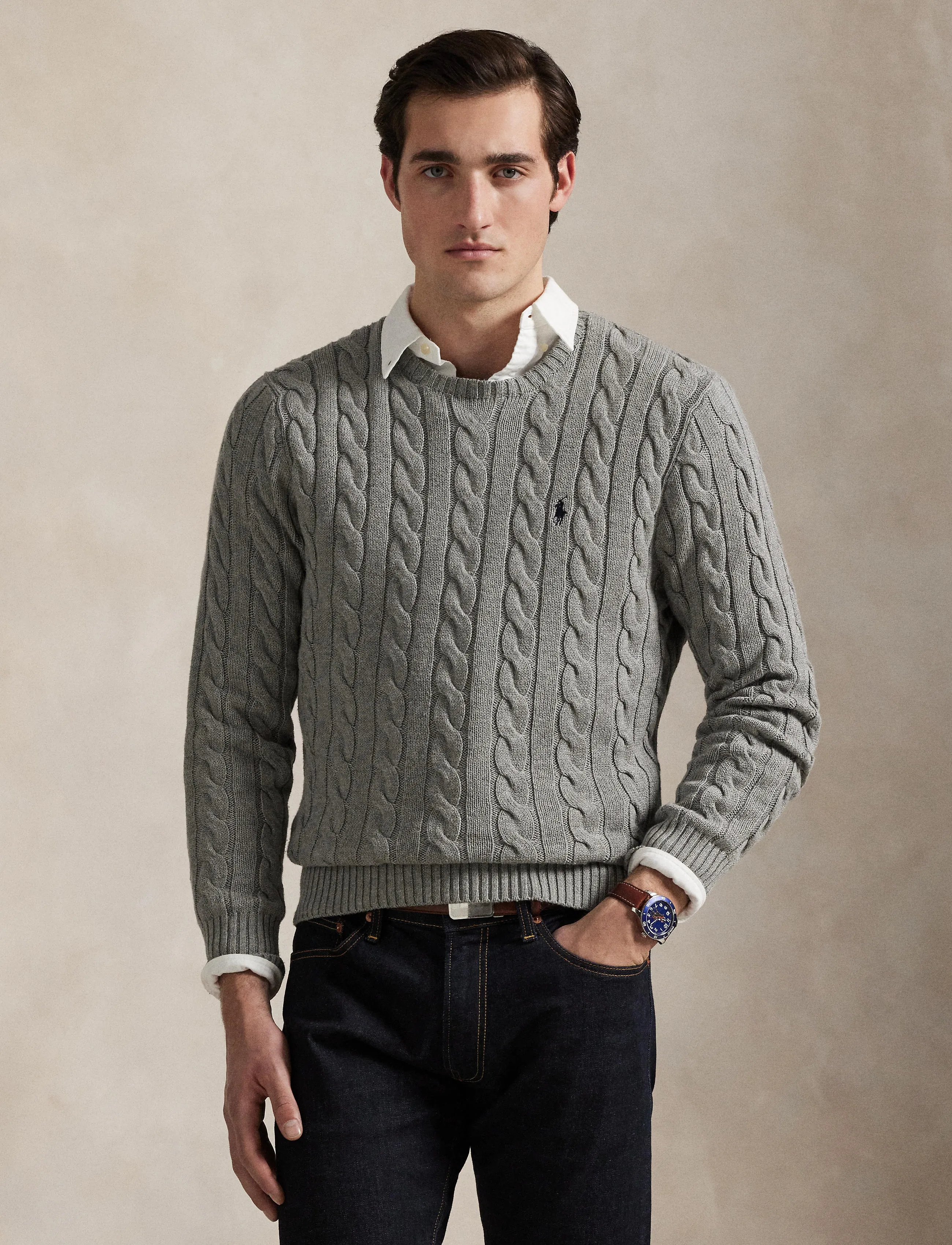 Polo Ralph Lauren - 5/1 ROVING COTTON-LSL-PLO - rundhals - fawn grey heather - 3