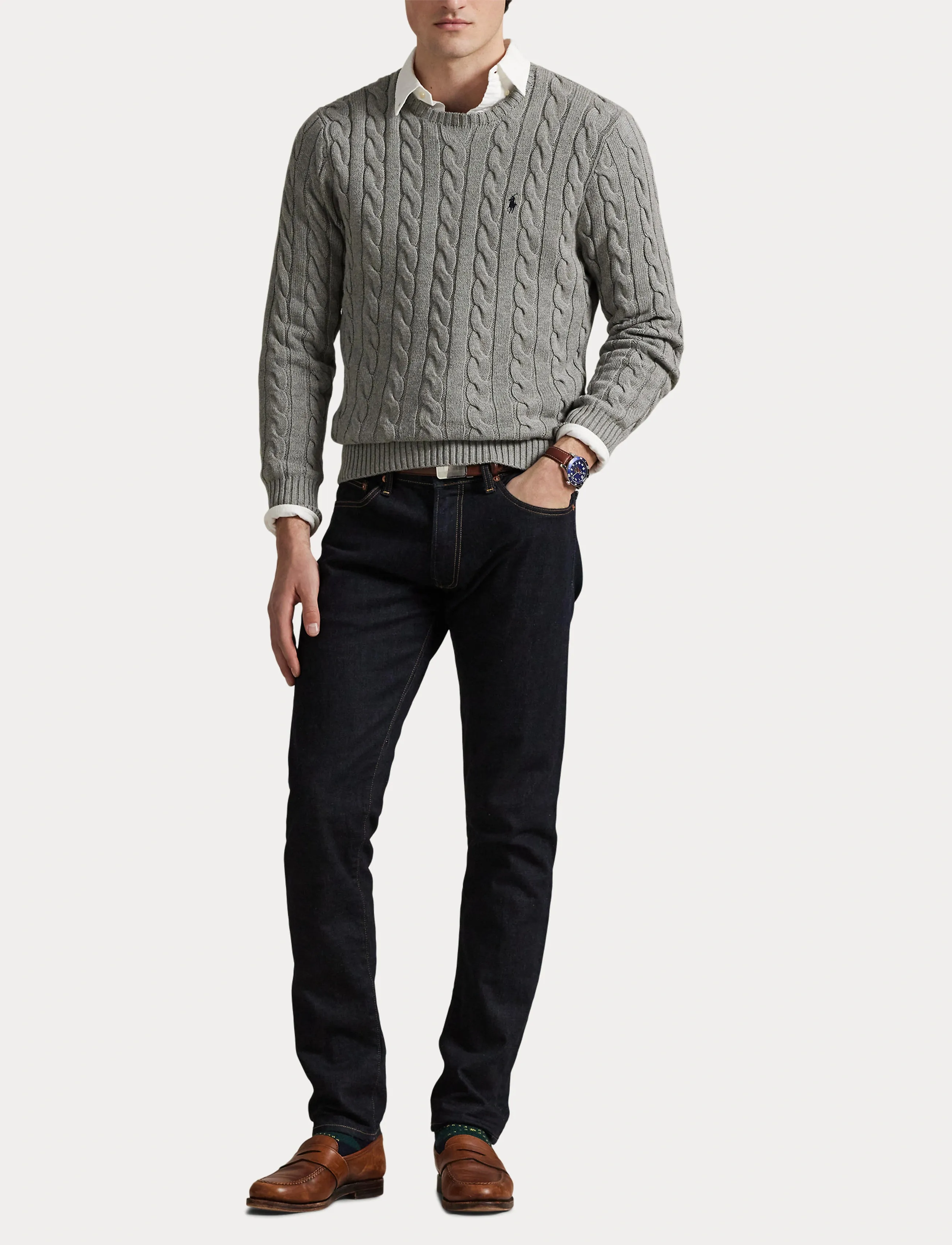 Polo Ralph Lauren - 5/1 ROVING COTTON-LSL-PLO - rundhals - fawn grey heather - 4