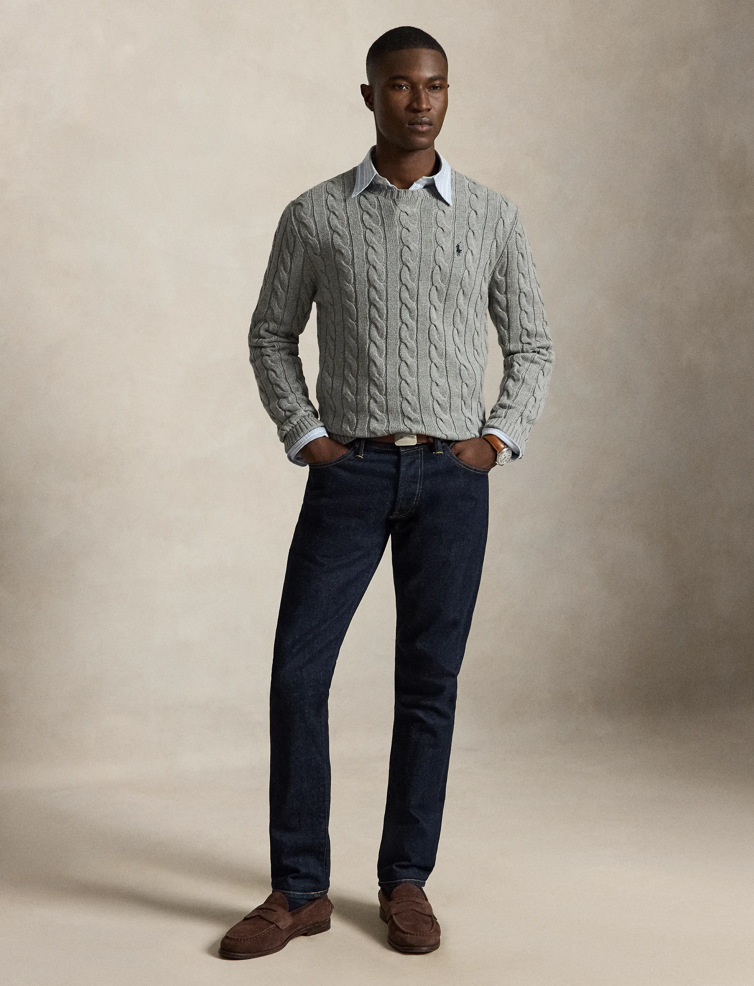 Polo Ralph Lauren - 5/1 ROVING COTTON-LSL-PLO - rundhals - fawn grey heather - 5