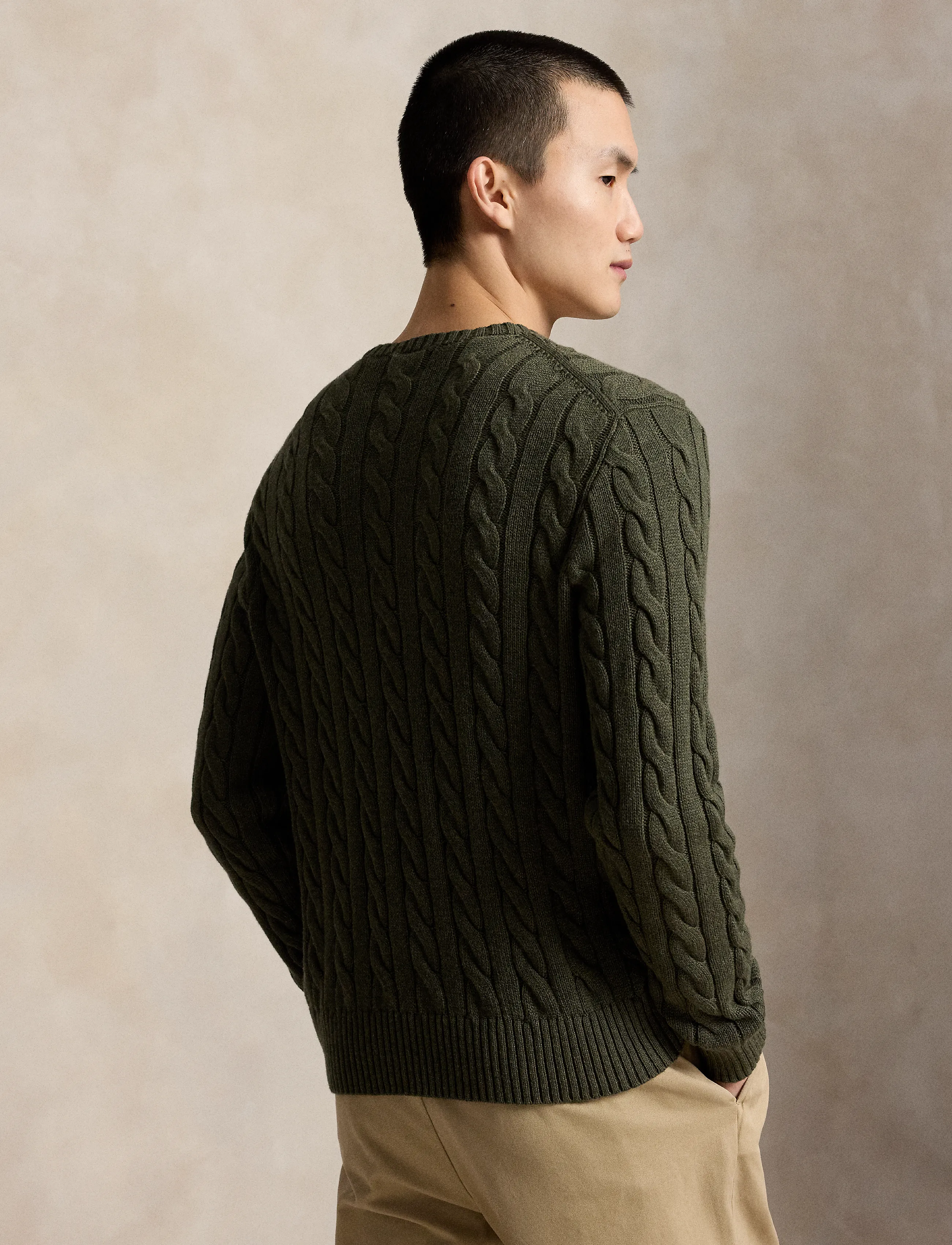 Polo Ralph Lauren - Cable-Knit Cotton Sweater - rund hals - olive shrub heath - 3