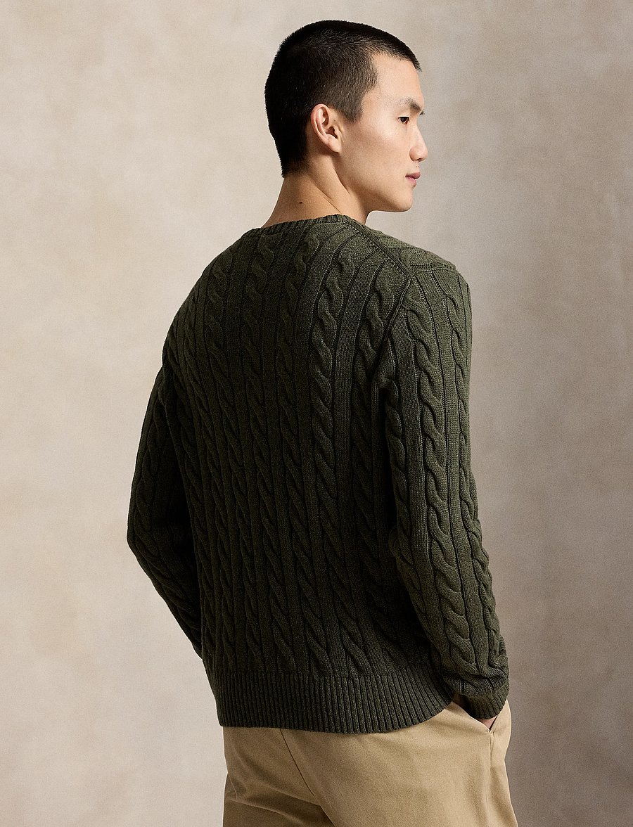 Polo Ralph Lauren - Cable-Knit Cotton Sweater - rund hals - olive shrub heath - 3