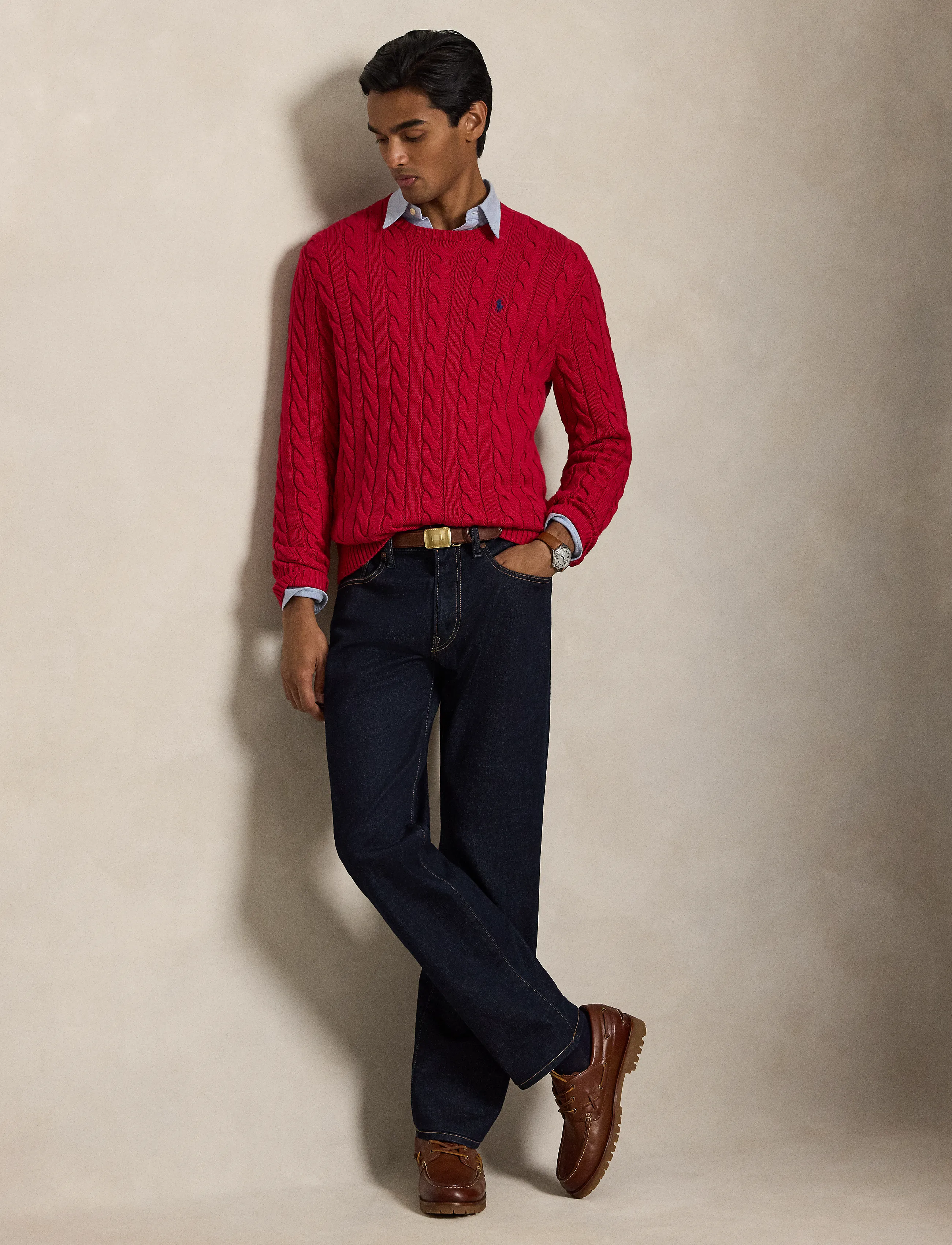 Polo Ralph Lauren - Cable-Knit Cotton Sweater - rundhals - park avenue red - 4