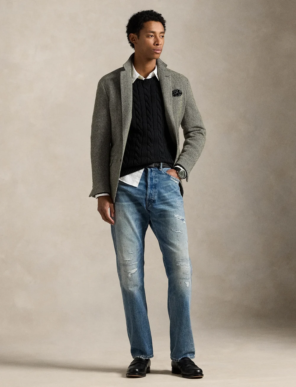 Polo Ralph Lauren - 5/1 ROVING COTTON-LSL-PLO - Ümmarguse kaelusega kudumid - polo black - 0