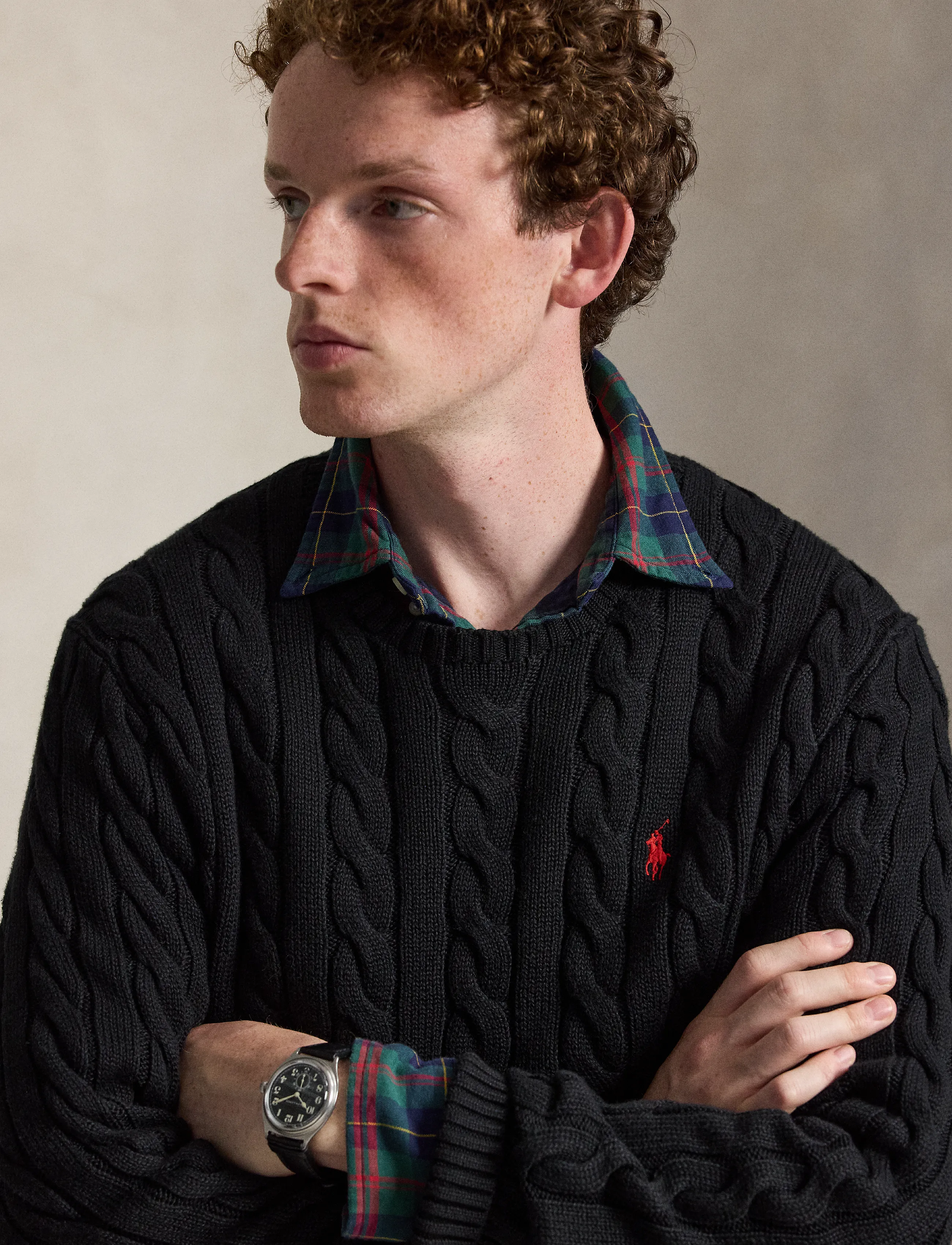 Polo Ralph Lauren - Cable-Knit Cotton Sweater - rundhalsad - polo black - 3