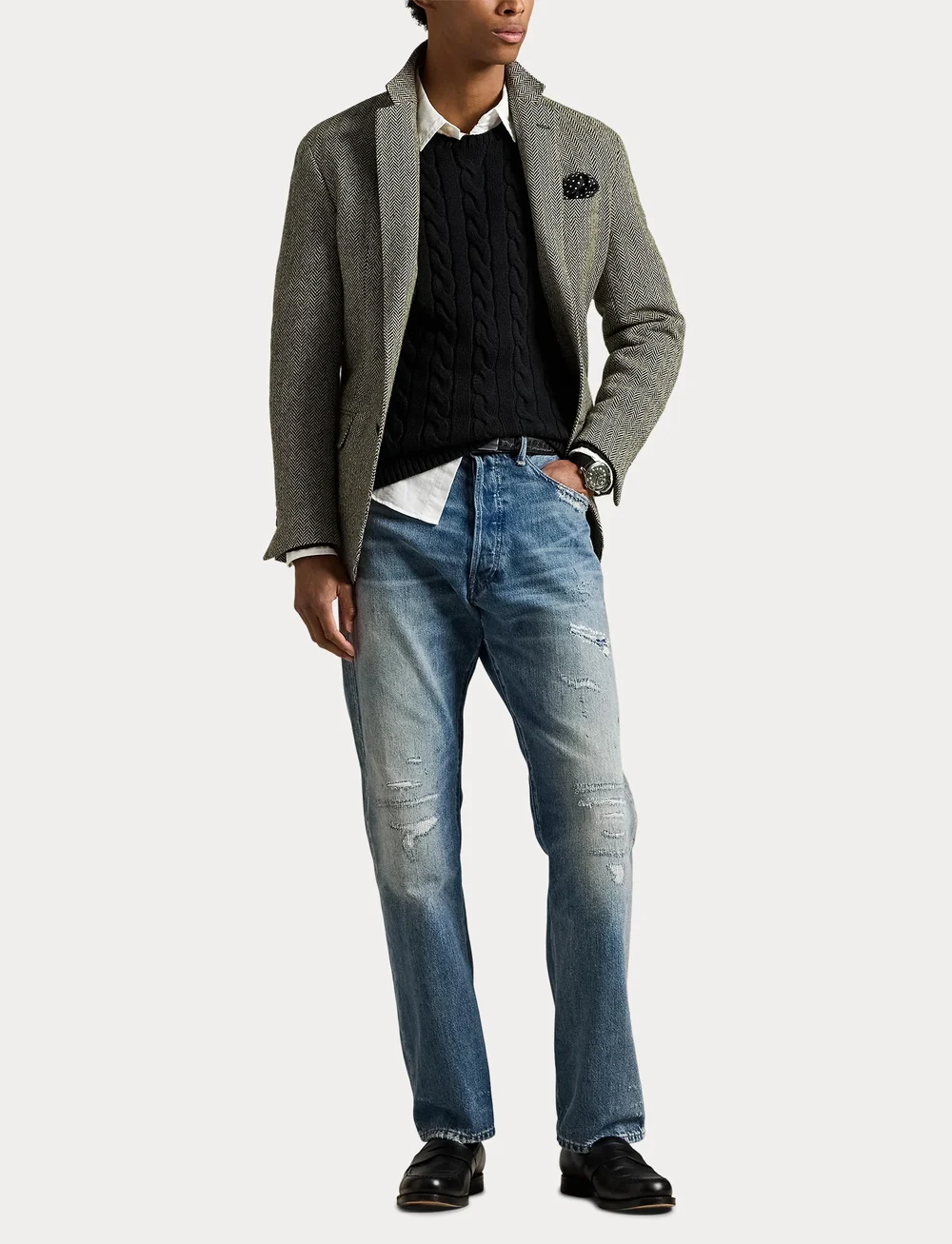 Polo Ralph Lauren - 5/1 ROVING COTTON-LSL-PLO - Ümmarguse kaelusega kudumid - polo black - 4