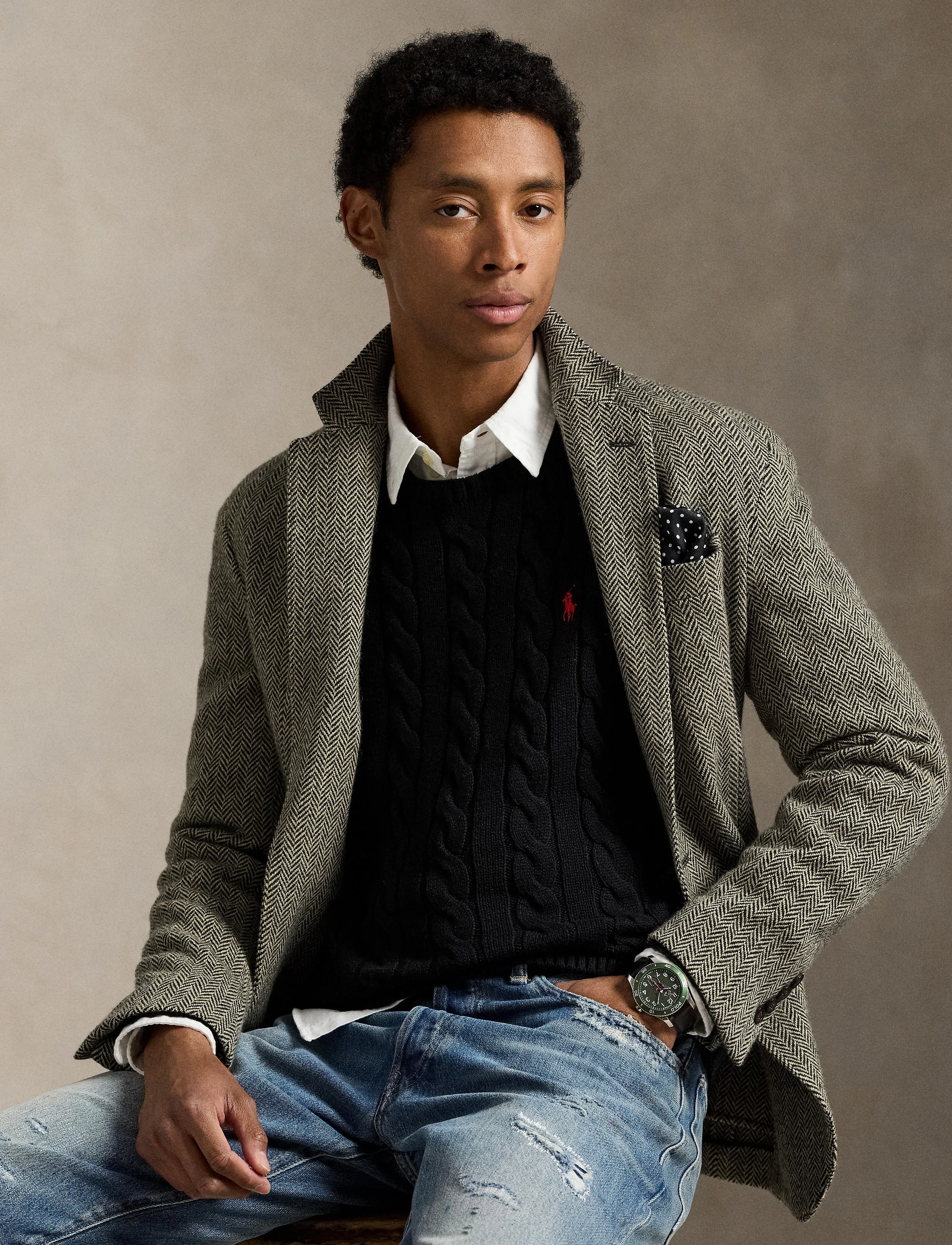 Polo Ralph Lauren - 5/1 ROVING COTTON-LSL-PLO - Ümmarguse kaelusega kudumid - polo black - 5