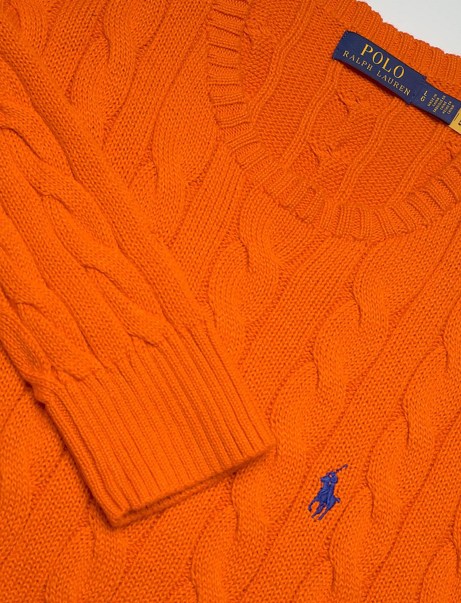 Polo Ralph Lauren - Cable-Knit Cotton Sweater - rundhalsad - sailing orange - 2