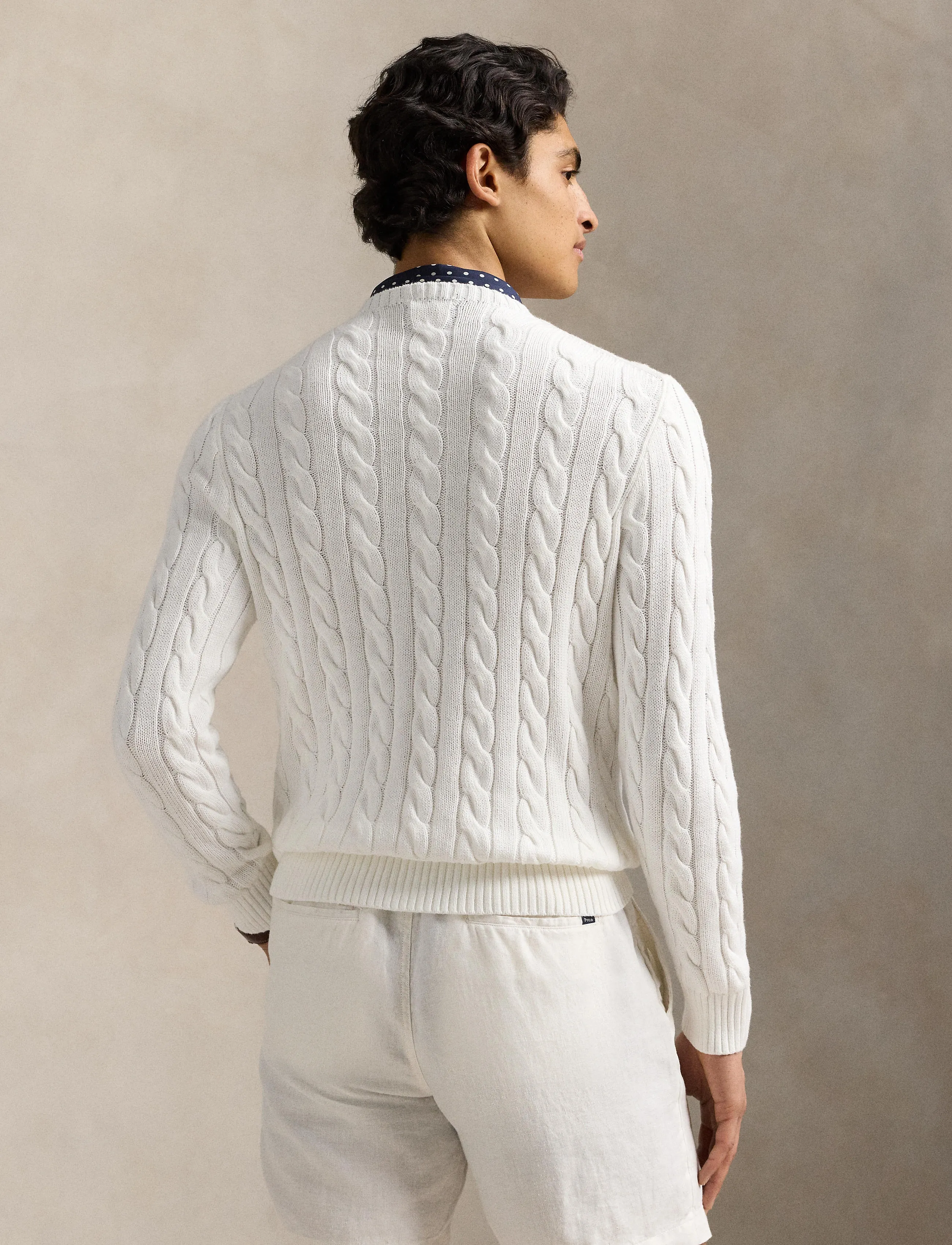 Polo Ralph Lauren - 5/1 ROVING COTTON-LSL-PLO - pulls col rond - white - 2