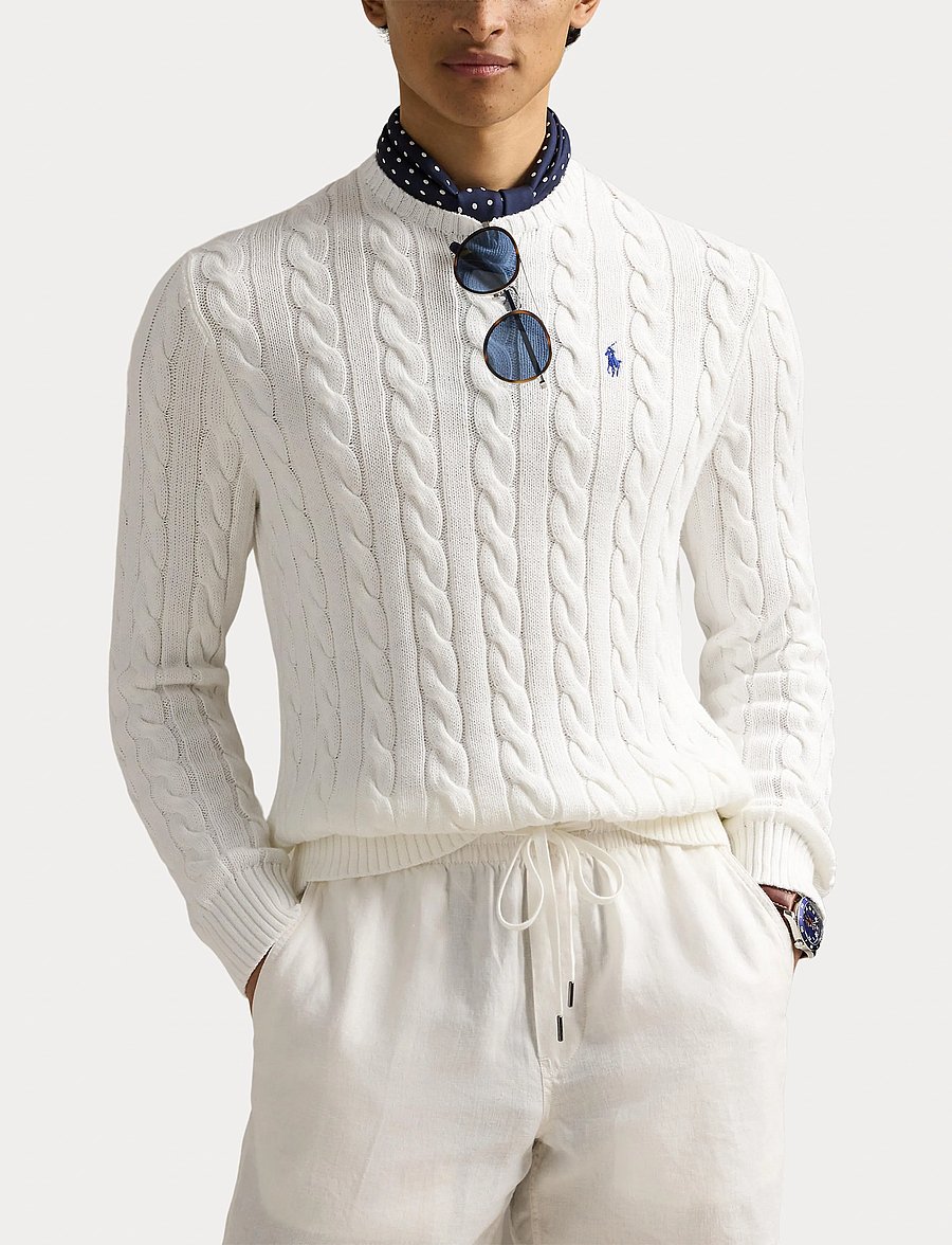 Polo Ralph Lauren - 5/1 ROVING COTTON-LSL-PLO - knitted round necks - white - 5