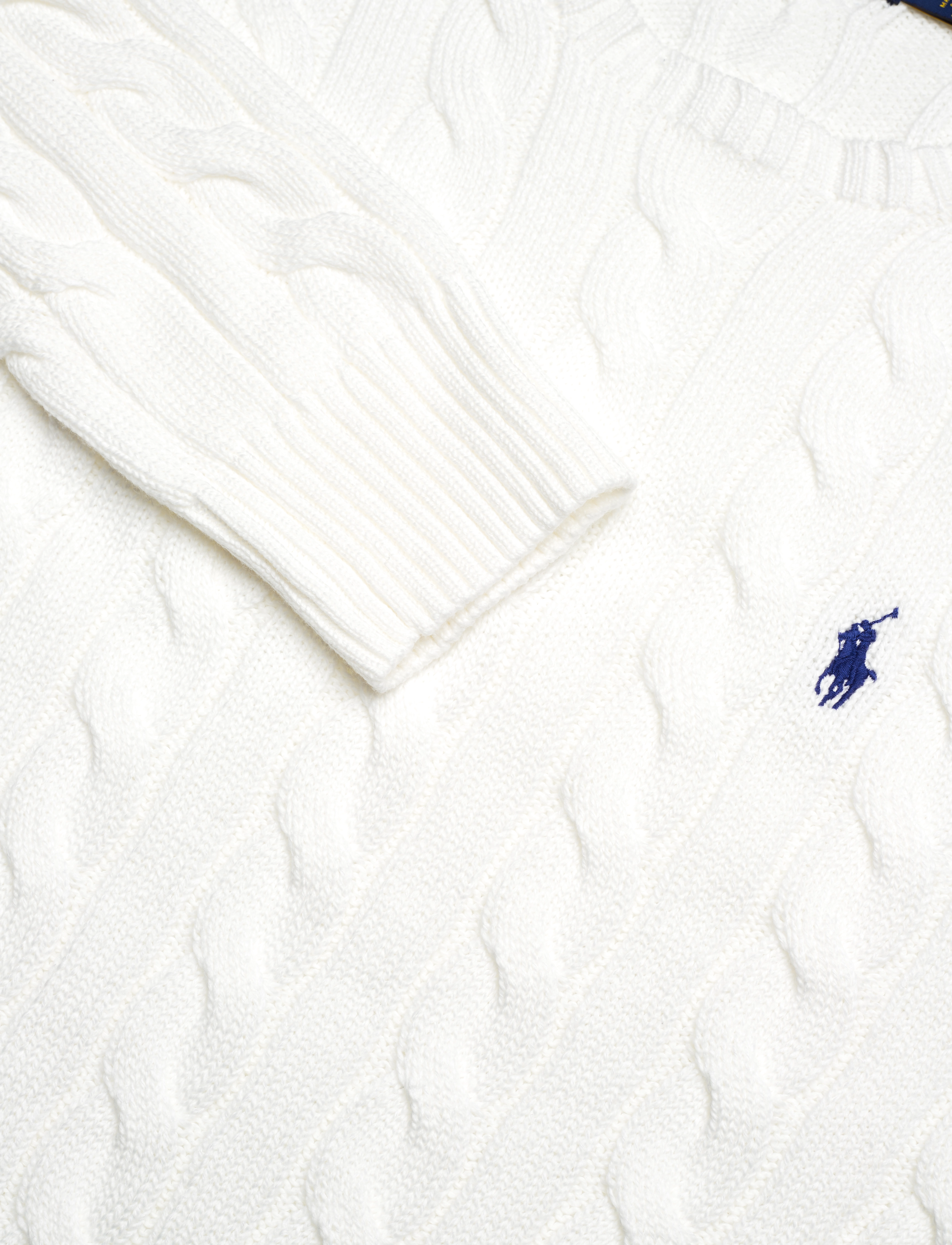 Polo Ralph Lauren - Cable-Knit Cotton Sweater - autumn clothing - white - 5