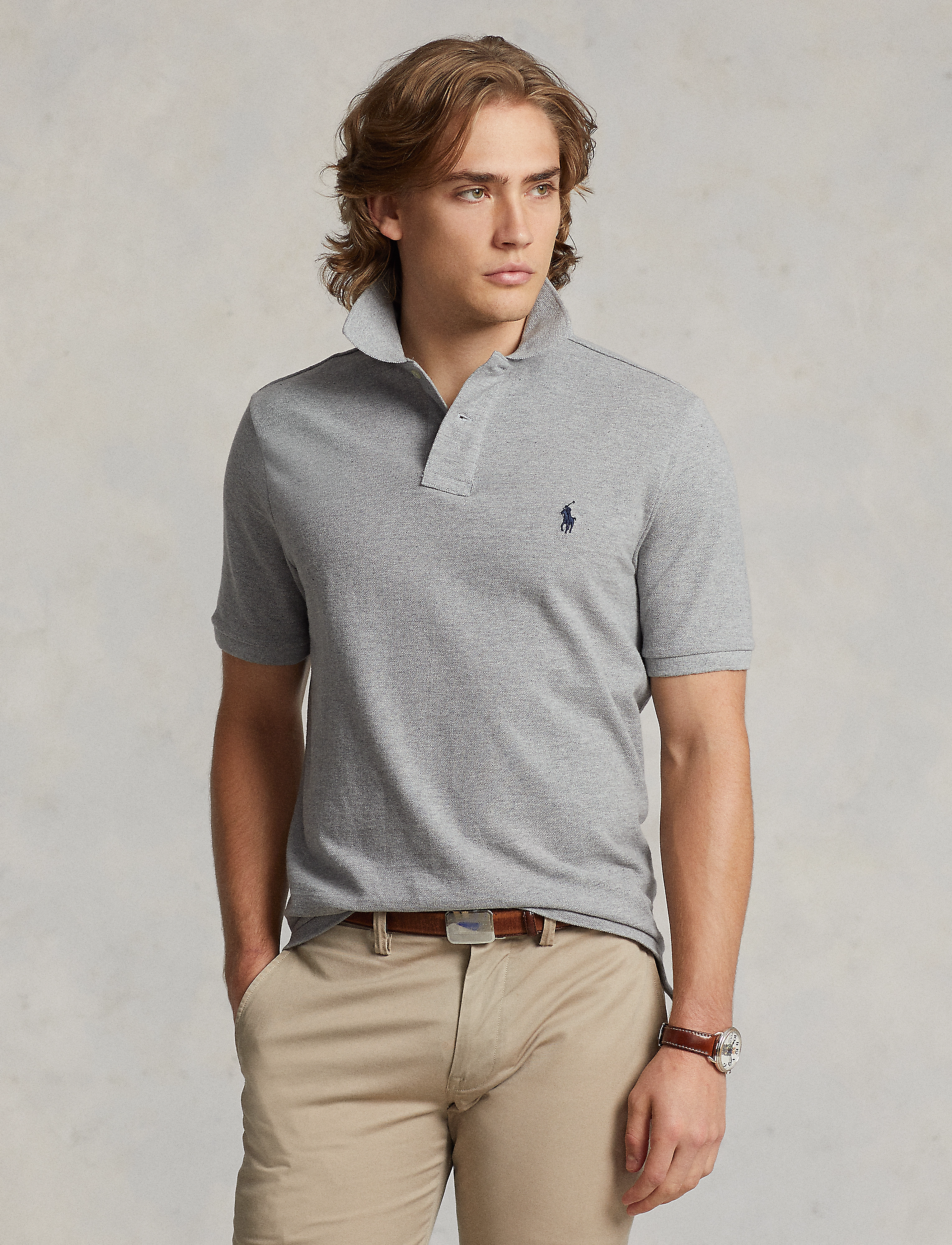 Polo Ralph Lauren The Iconic Mesh Polo Shirt - Kurzärmelig - ANDOVER HEATHER/C / grey